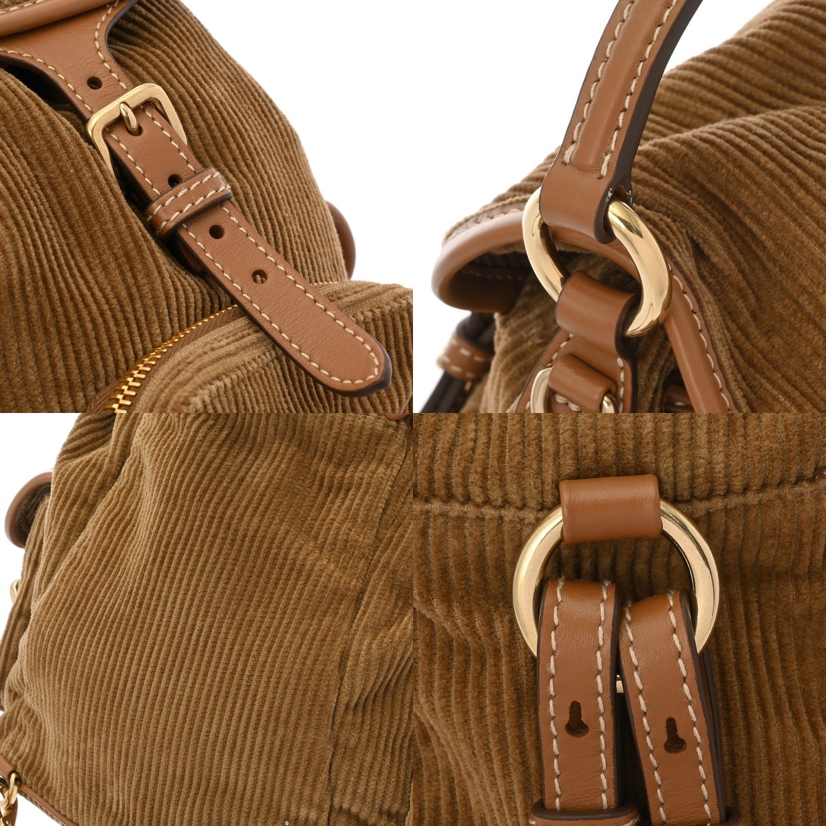 Miu Miu Backpack 5BZ043 Corduroy Brown unisex Backpack Â· Daypack