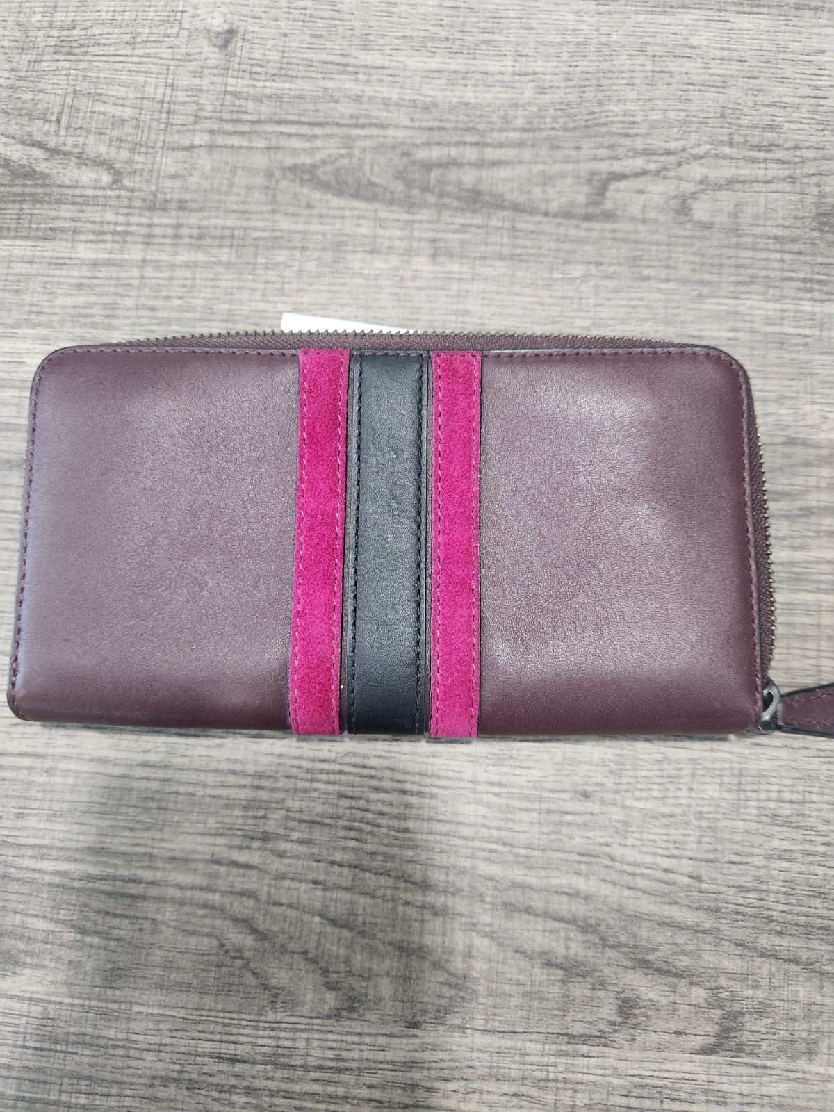 Coach Burgundy Pink/Black Stripe Crossbody Zip And matching Wallet Legacy 75th