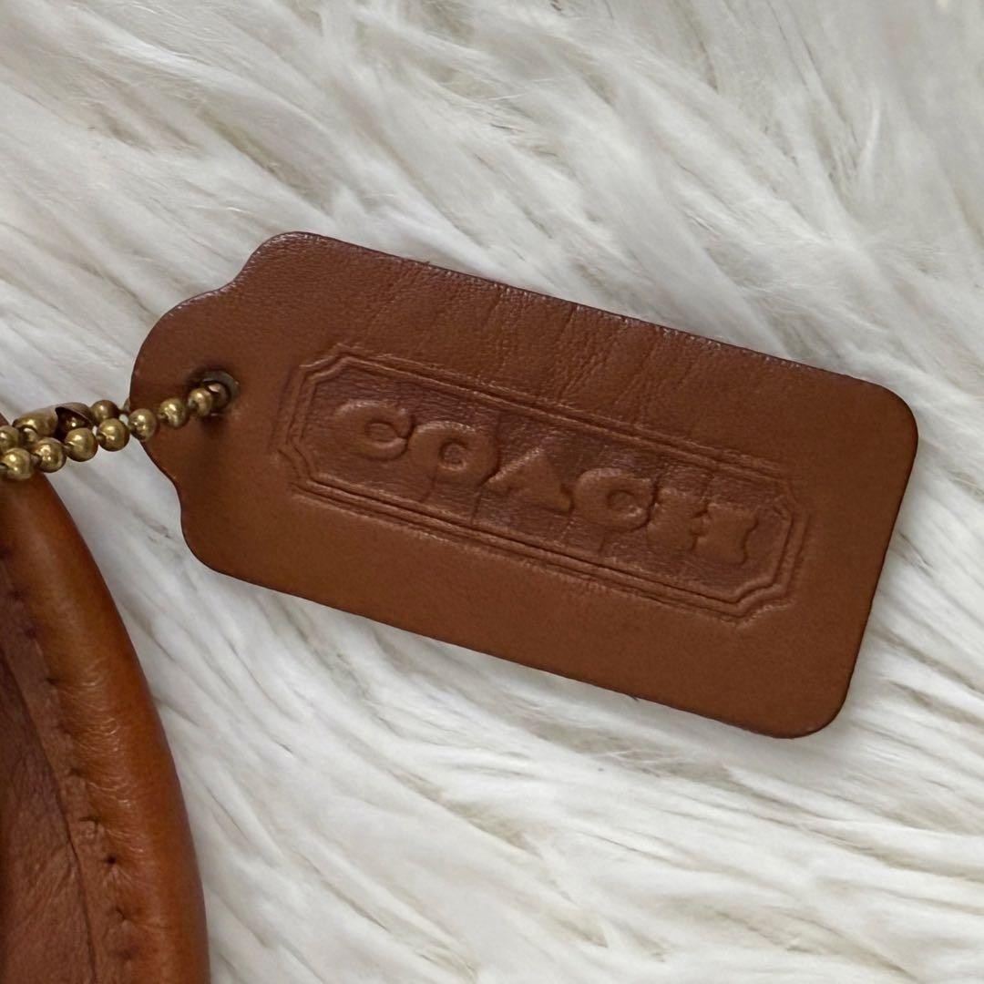 COACH 117 Old Leather Shoulder Bag Brown 18cm Women Used Bag Japan Logo Charm