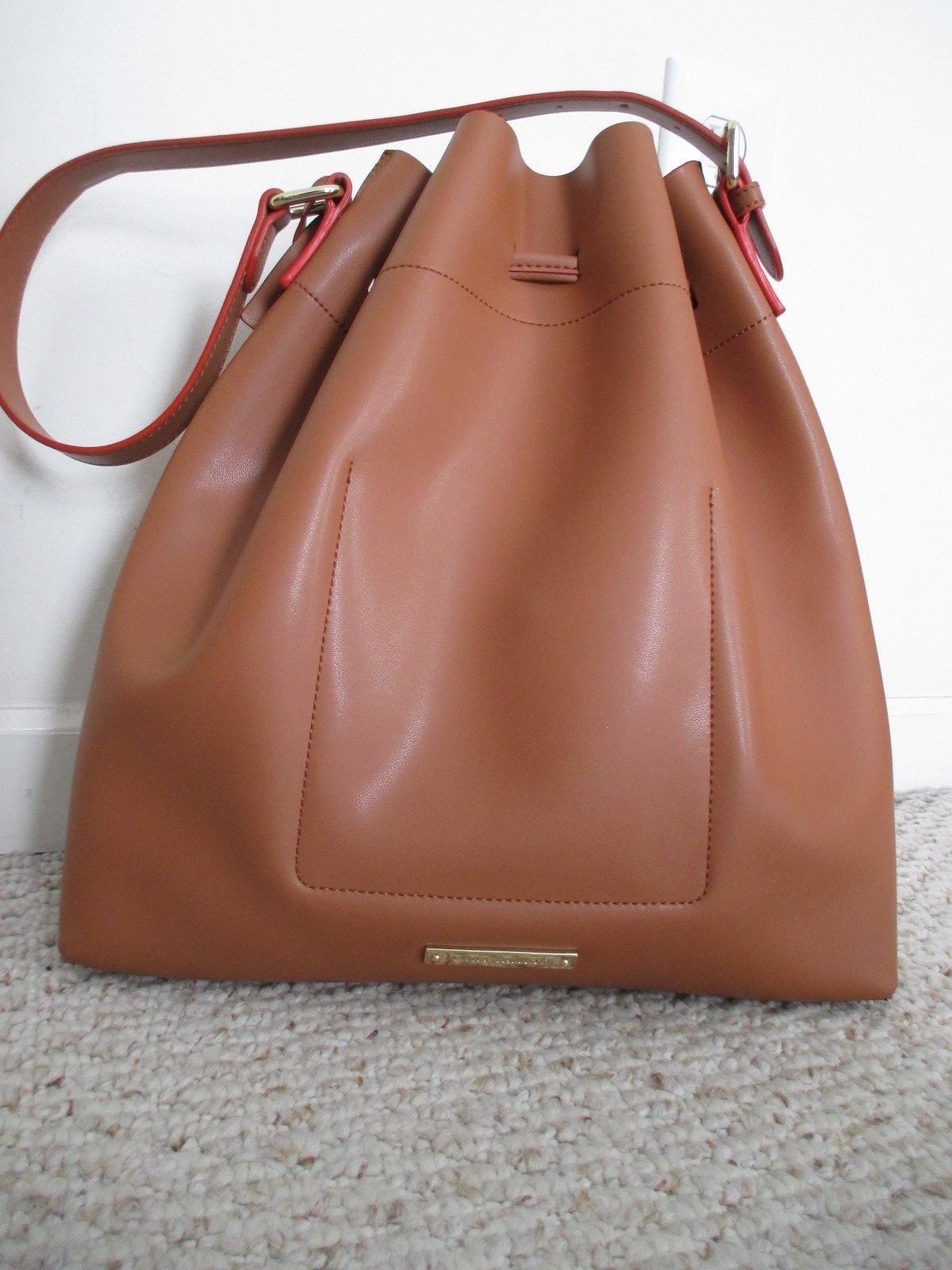 Vince Camuto Leila Drawstring Bucket Handbag NWT Bourbon Brown $278.00
