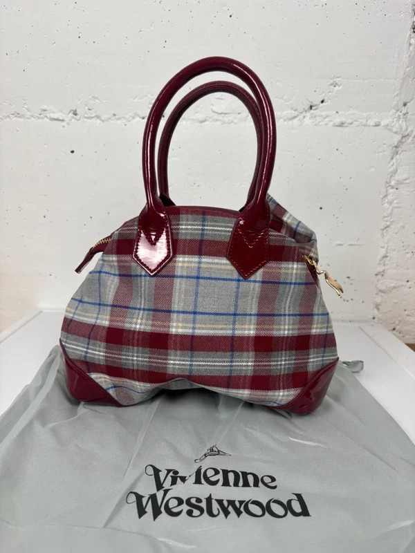 Vivienne Westwood Multicolor Tartan Plaid Cloth Bow Yasmine Derby Handbag F/S JP
