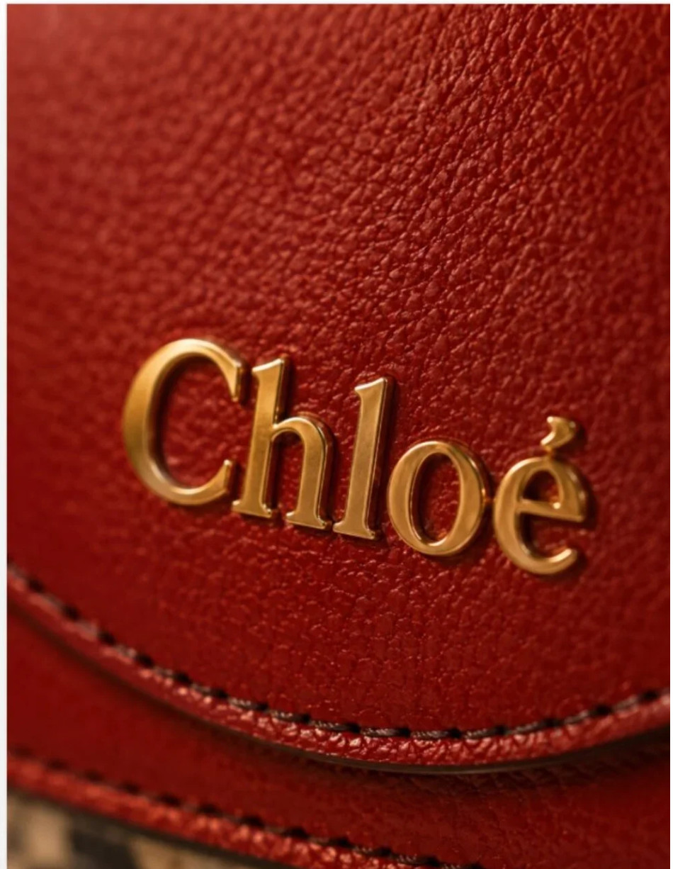 Chloé Aby Lock Small Bag Lizard-Embossed Sepia Brown 27S NWT New in Box