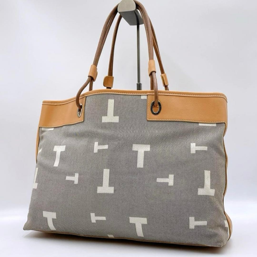 Tod’s Tote Bag Three-Layer Canvas Leather T Logo h472 Japan 079585