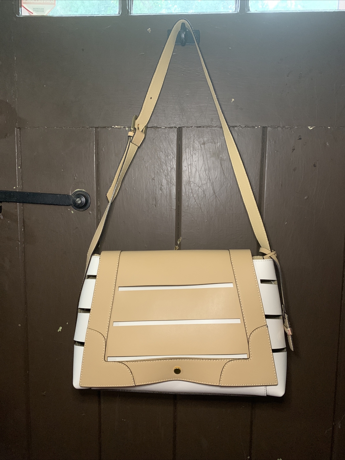 A. BELLUCCI Italian Leather Caged Tote Bag.