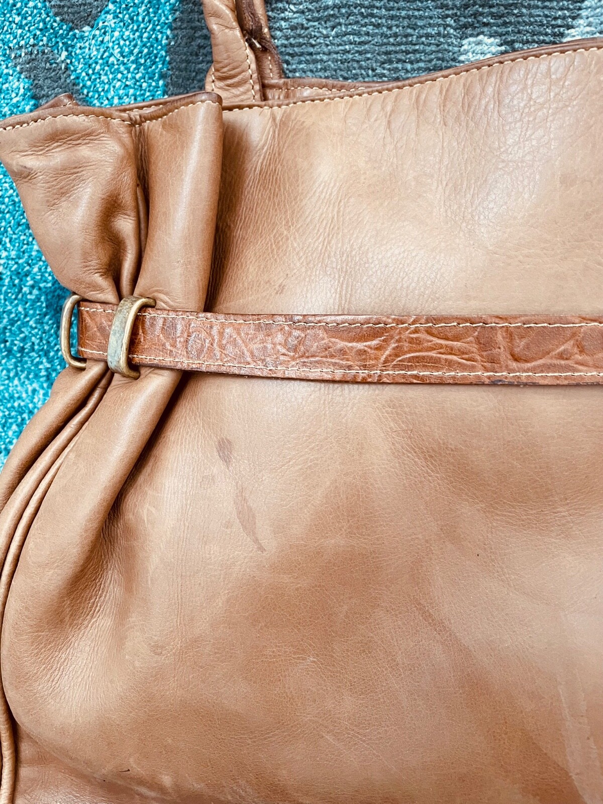 MICHAEL BIANCO Harness Collection Bottle Brown LEATHER Shoulder Bag Purse