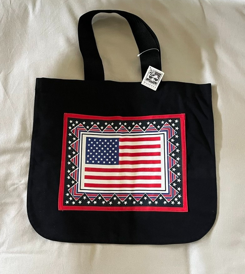 NEW Magenta Textile Canvas Tote Bag Americana Bandana Style Print Made in Canada