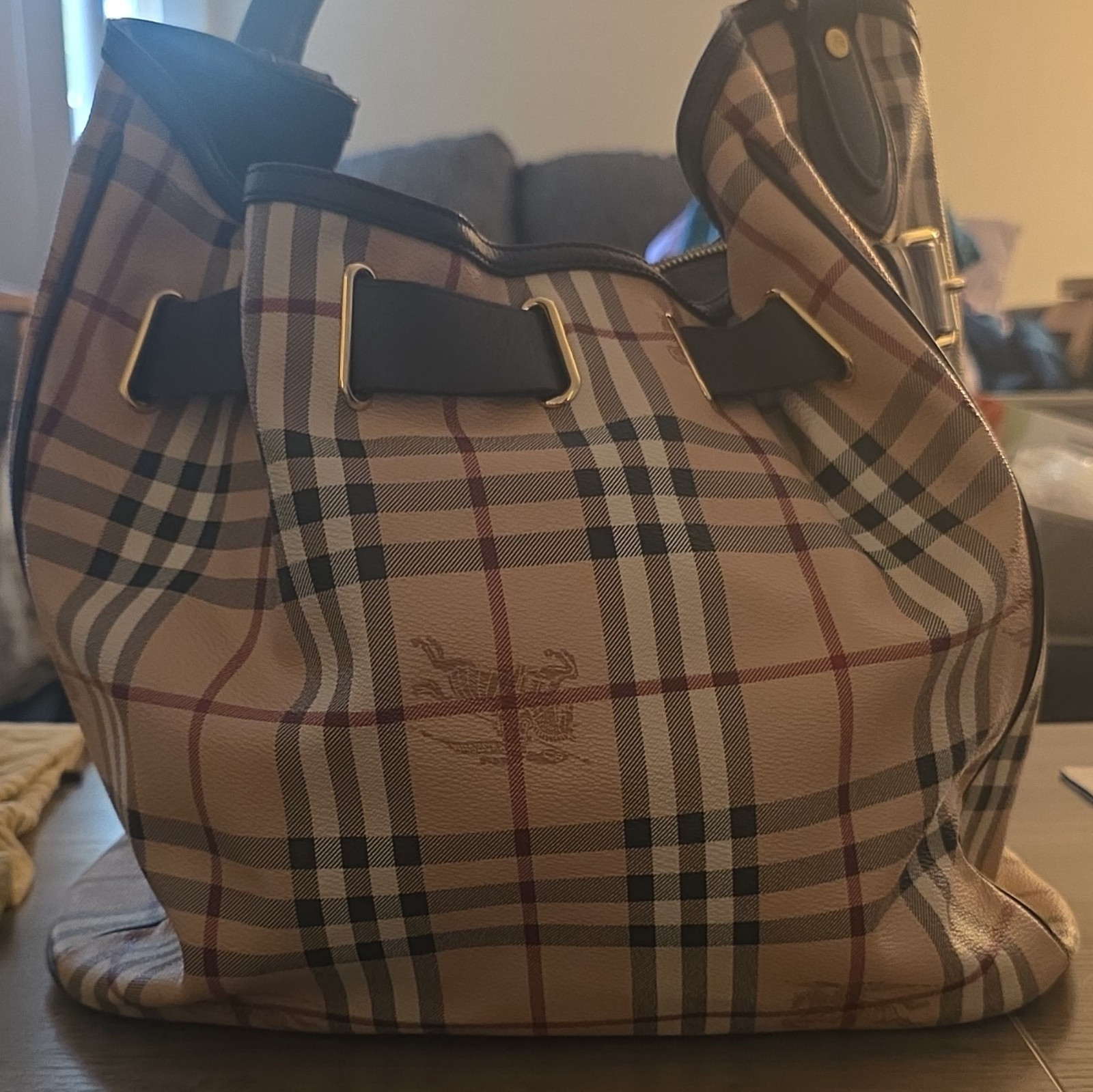 Burberry Checkered Shoulder Bag Buckle Logo Accent w/ Dust Bag & Brand Card