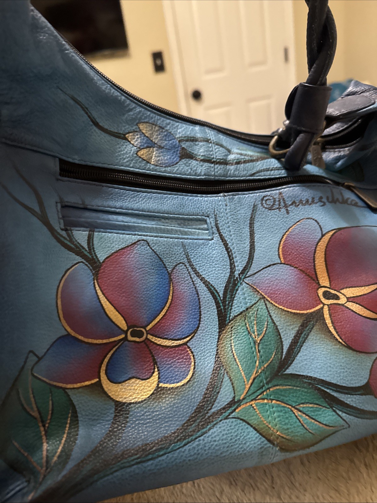 Anuschka Medium Leather Hand painted Bird