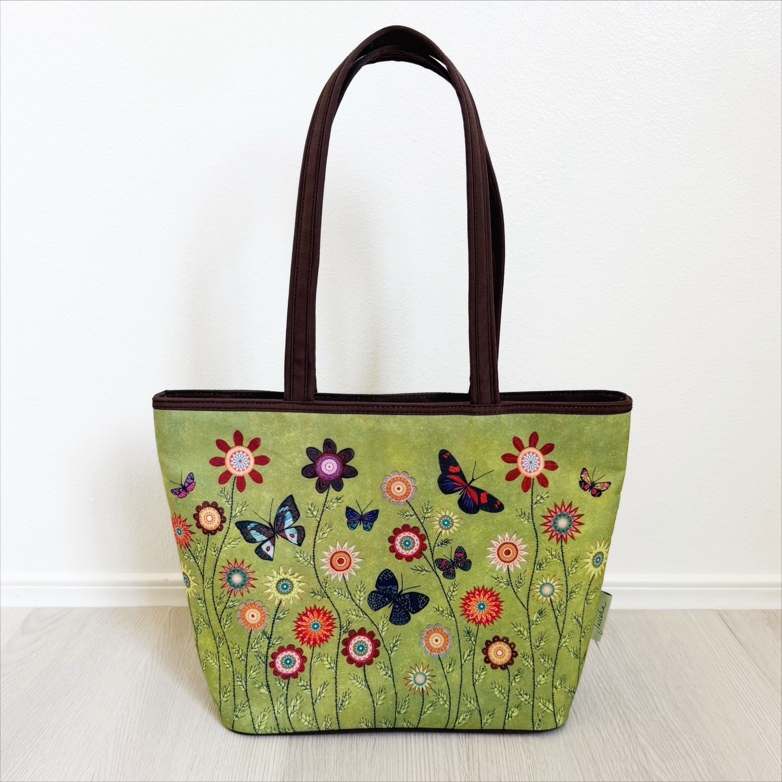 Floral Tote & Coin Purse Bag Set Green Floral Shoulder Bag Boho Hippie Artsy