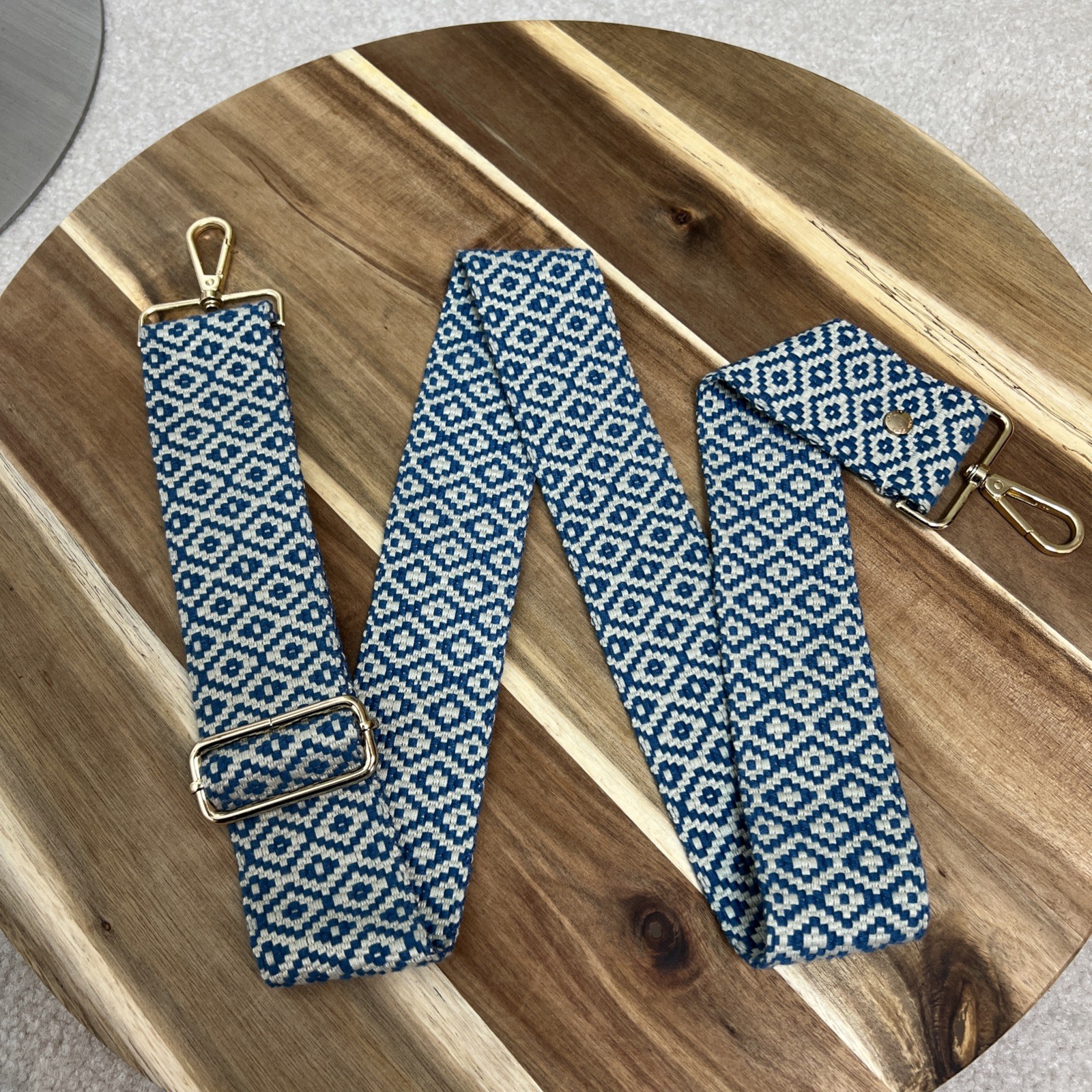 Pom Pom London Blue And Gray Bobble Bag Strap Replacement Interchangeable