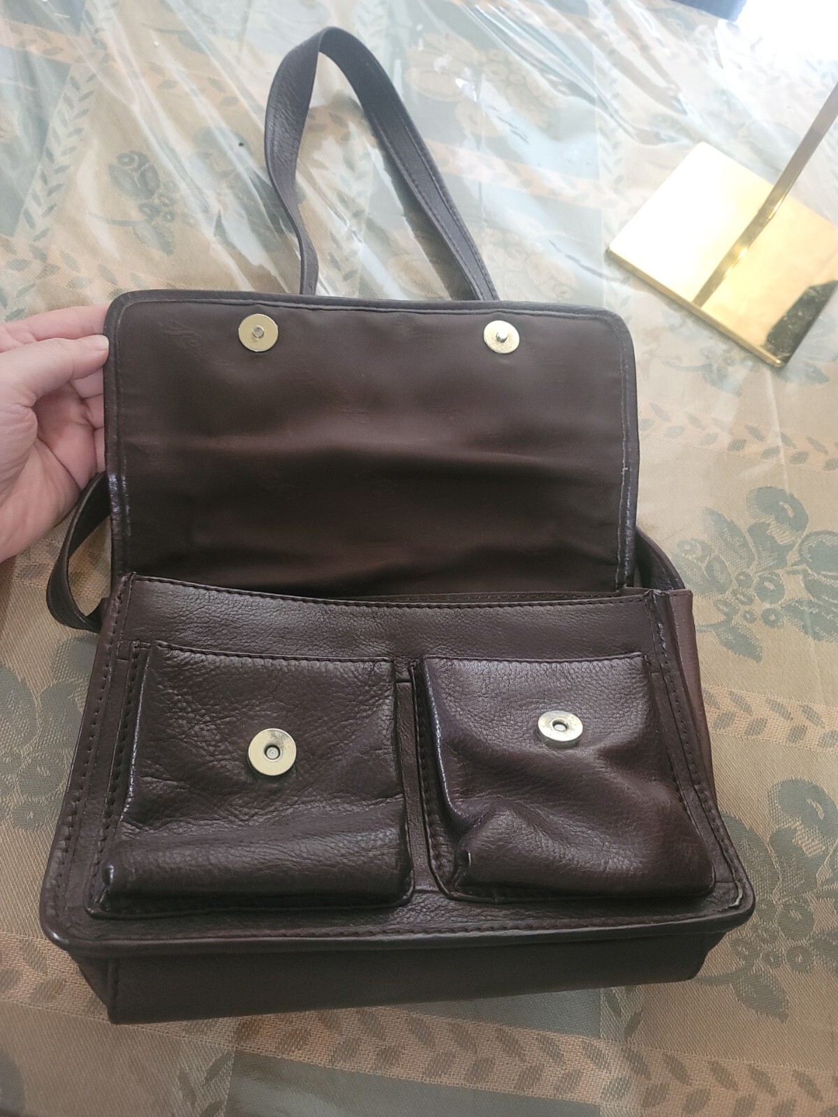 VINTAGE FOSSIL -CLASSIC 75082 BROWN LEATHER SHOULDER HANDBAG-see descriptions