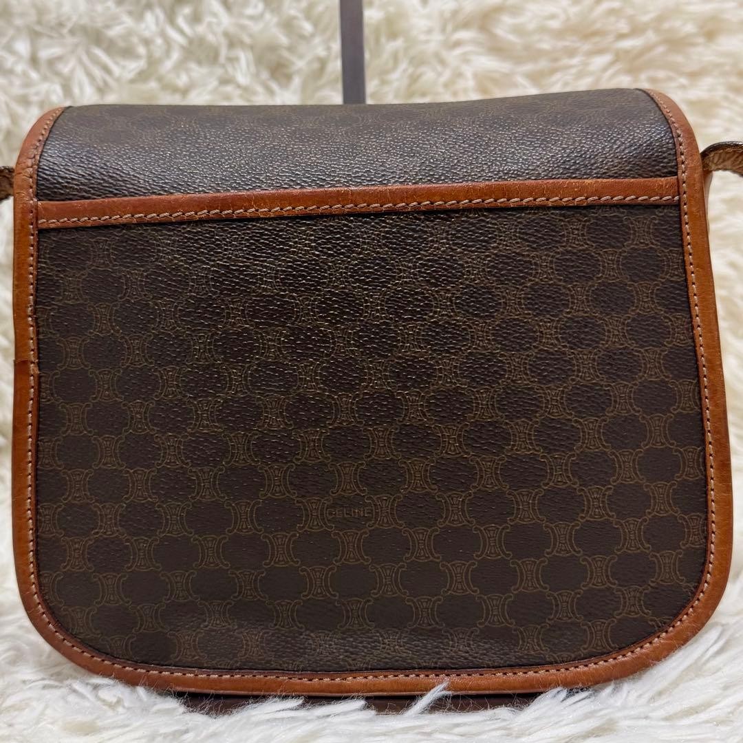 Celine Triomphe Macadam Shoulder Bag PVC Leather Brown Rare Vintage Classic