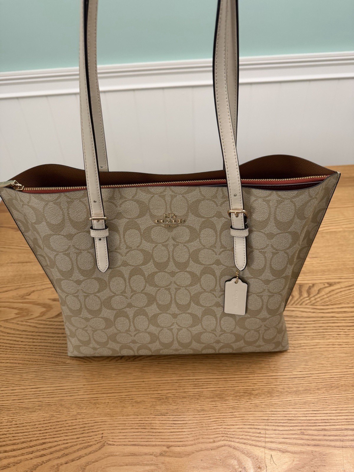 Coach 1665 Mollie Tote Bag Brown CC Signature Canvas Leather Handbag