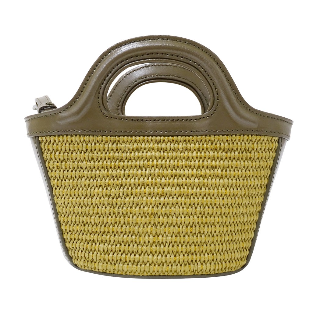 Marni 2way Leather Raffia Tropicalia Micro Bag Shoulder Bag Green #BBB569
