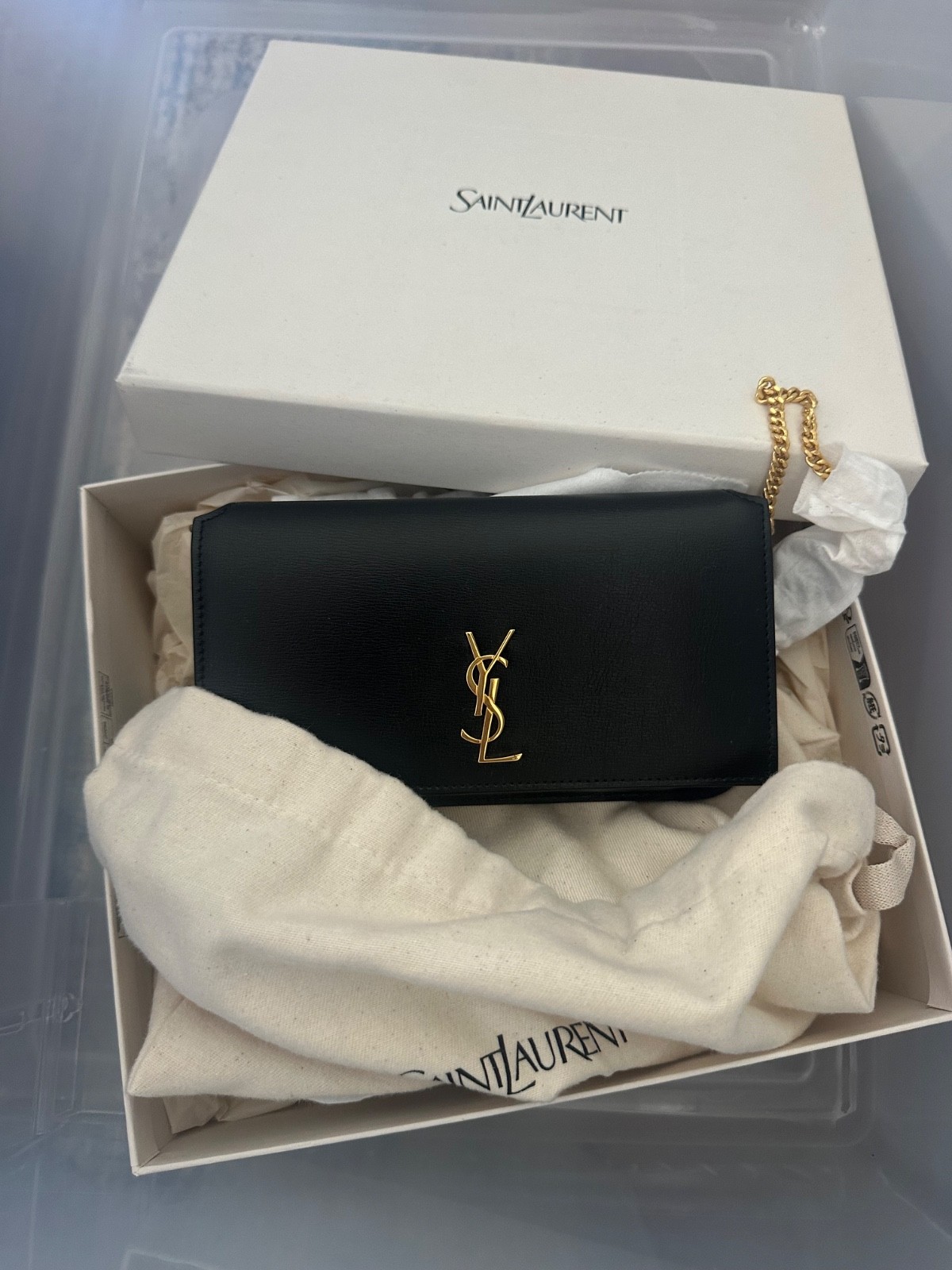 Saint Laurent Kate Classic Gold Hardware Crossbody Small Black Leather