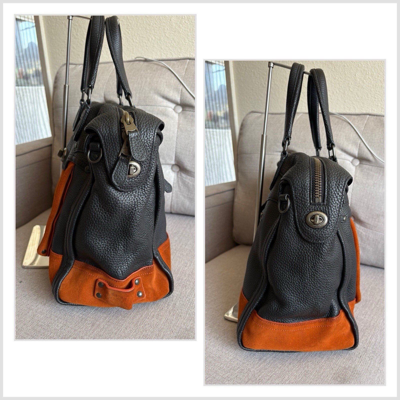 RARE! Coach Rhyder 33 Satchel in Workwear Leather/Suede ColorBlock Handbag