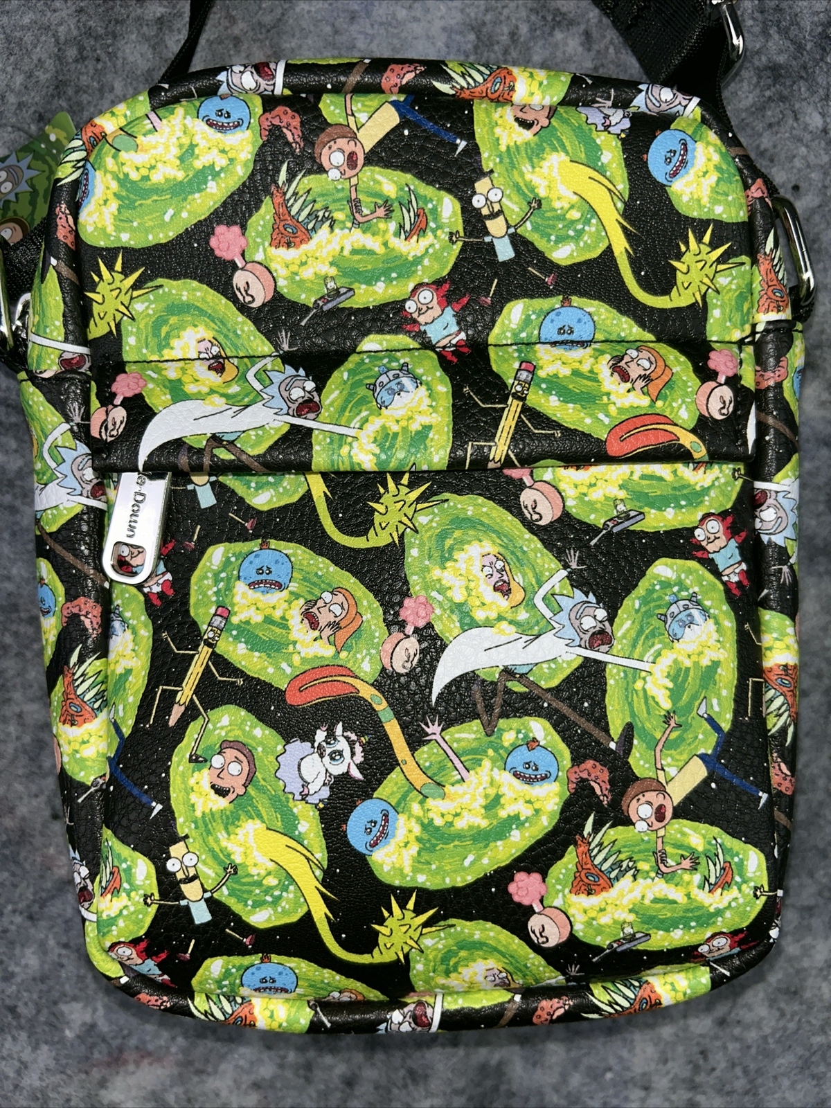 Rick And Morty Adult Swim Buckle Down Crossbody Shoulder Bag Cartoon Neon NWT