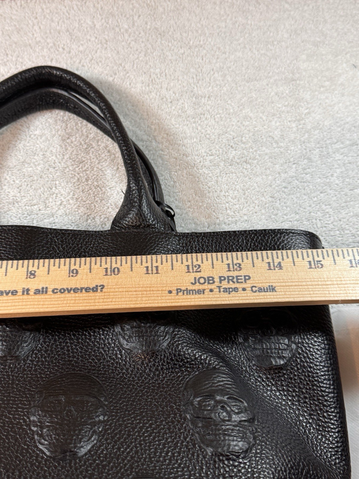 IO Pelle Italia Skull Black Leather Tote From Italy Includes Dustbag & Strap NWT