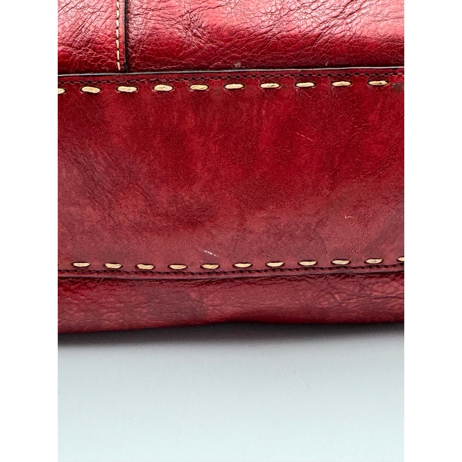 VTG ’90s El Portal Dark Red Leather Shoulder Bag Tote AS IS-READ NOTE