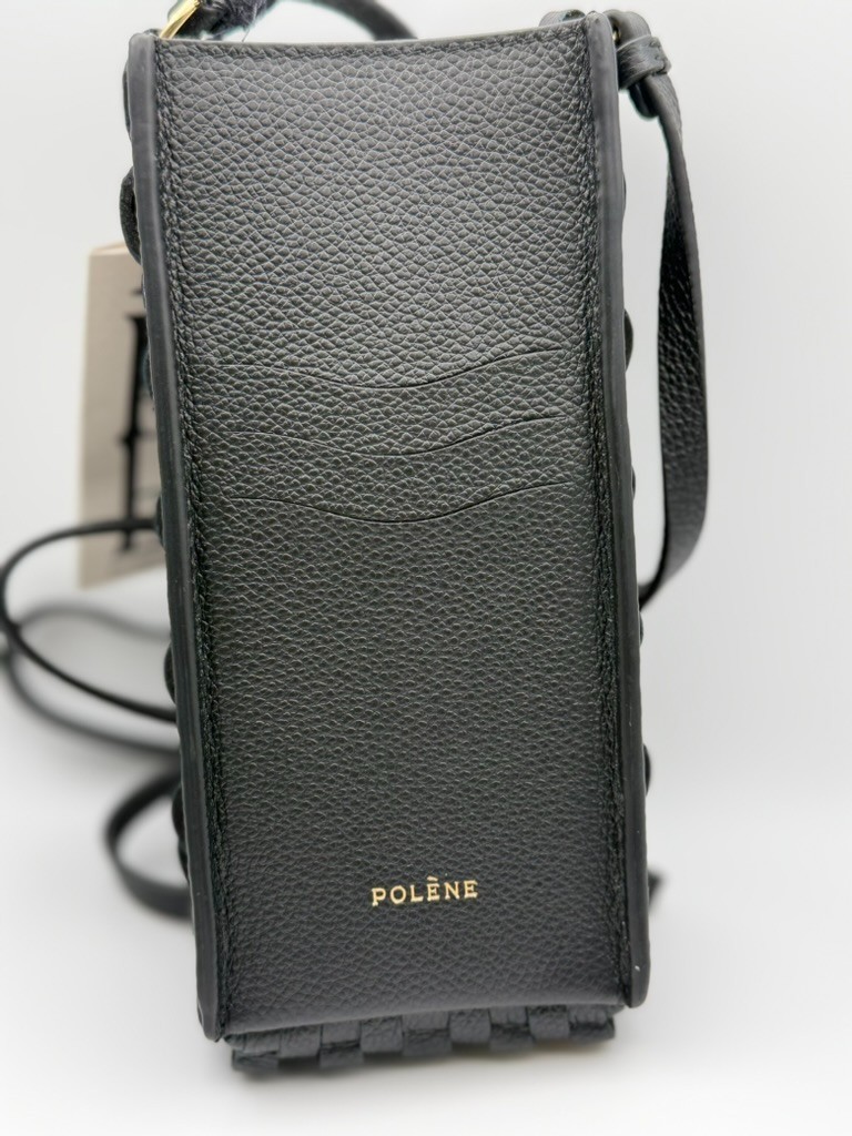 Authentic Polène Onda Téléphone – Black Woven Leather – Brand New with Tags
