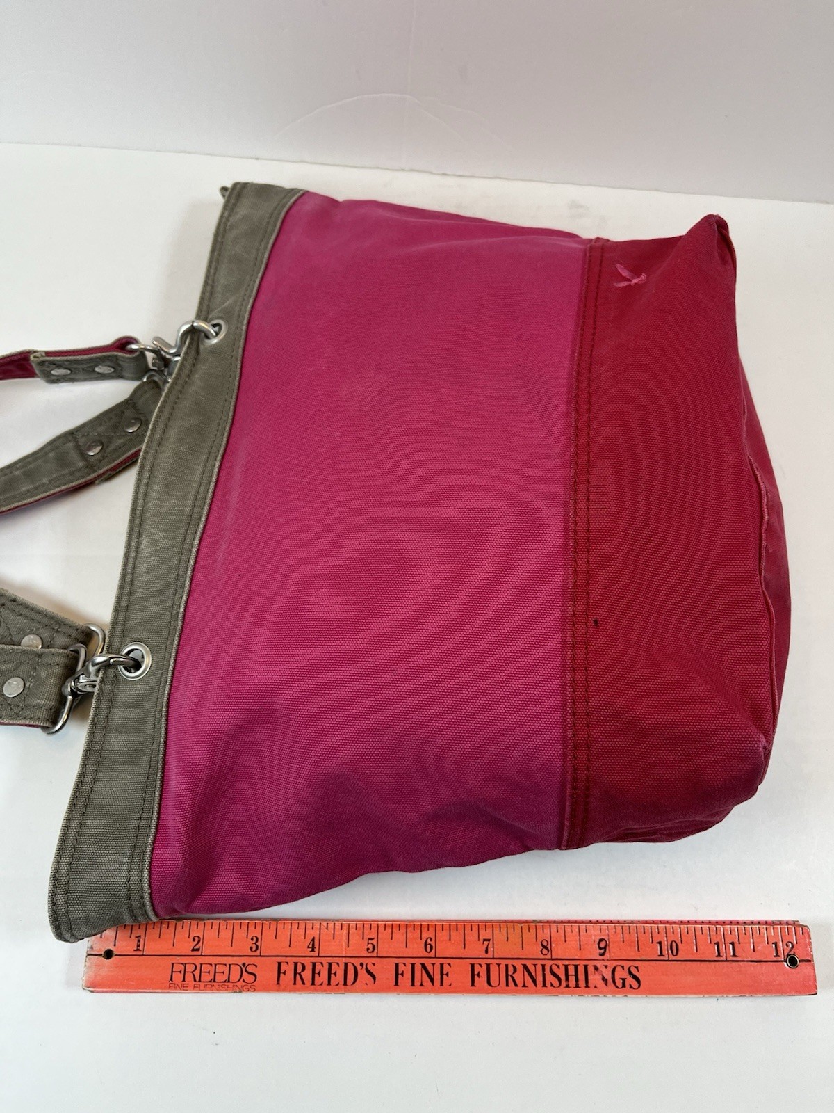 AEO American Eagle Outfitters Canvas Shoulder Tote Bag Color block Red Pink