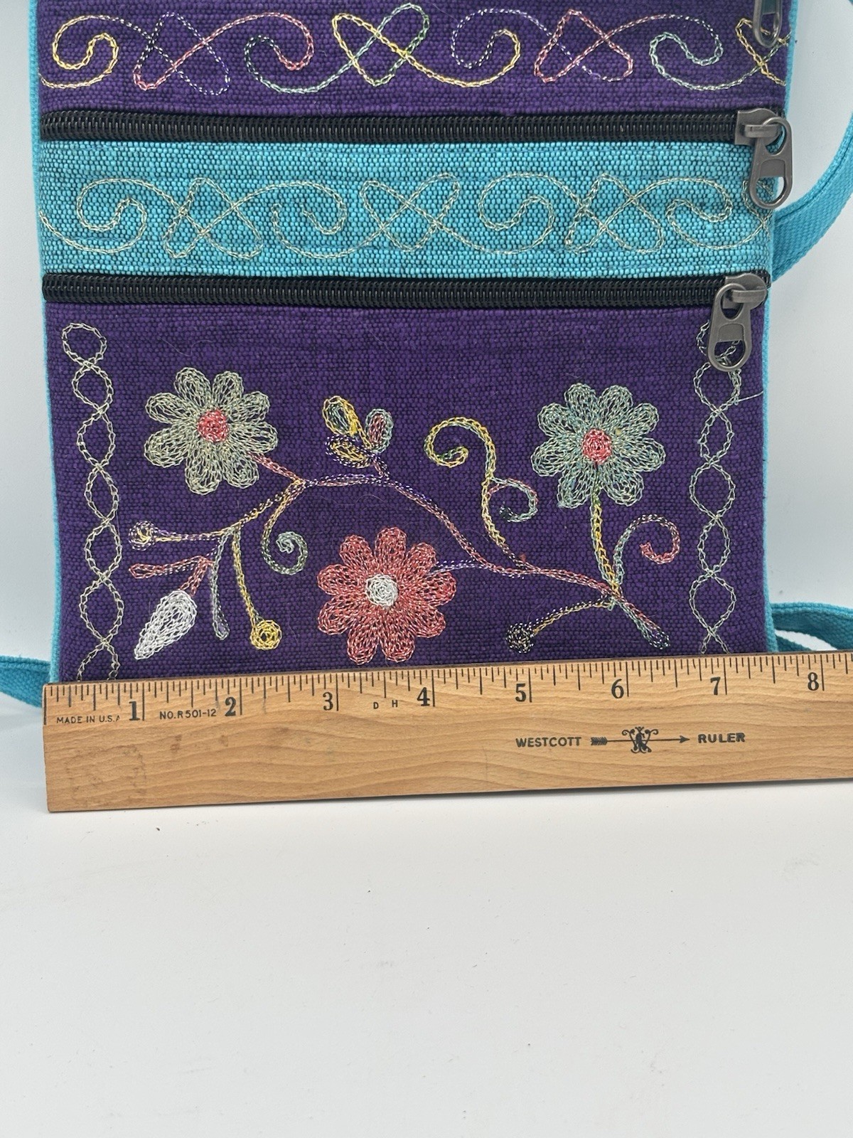 Ganesh Himal Handmade Embroidered Multicolor Cotton Crossbody Purse