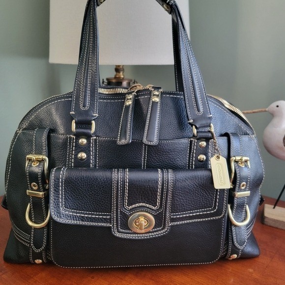 Coach 11085 Miranda Legacy Hamptons Satchel Black Pebbled Leather Bag Y2K