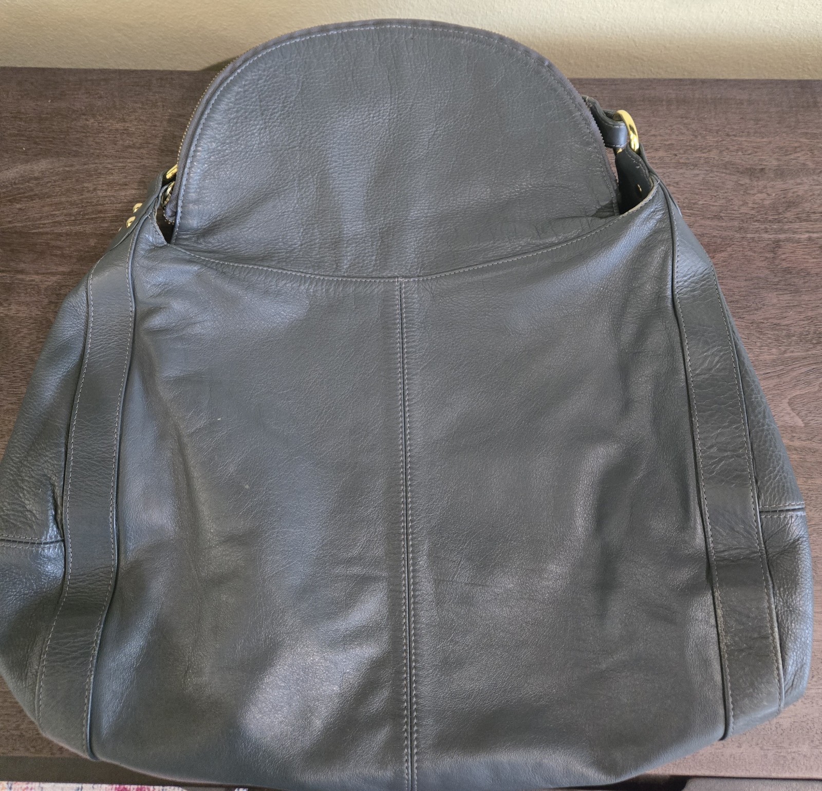 Fabulous Onna Ehrlich Leather Hobo Shoulder Bag Gray *MINT*