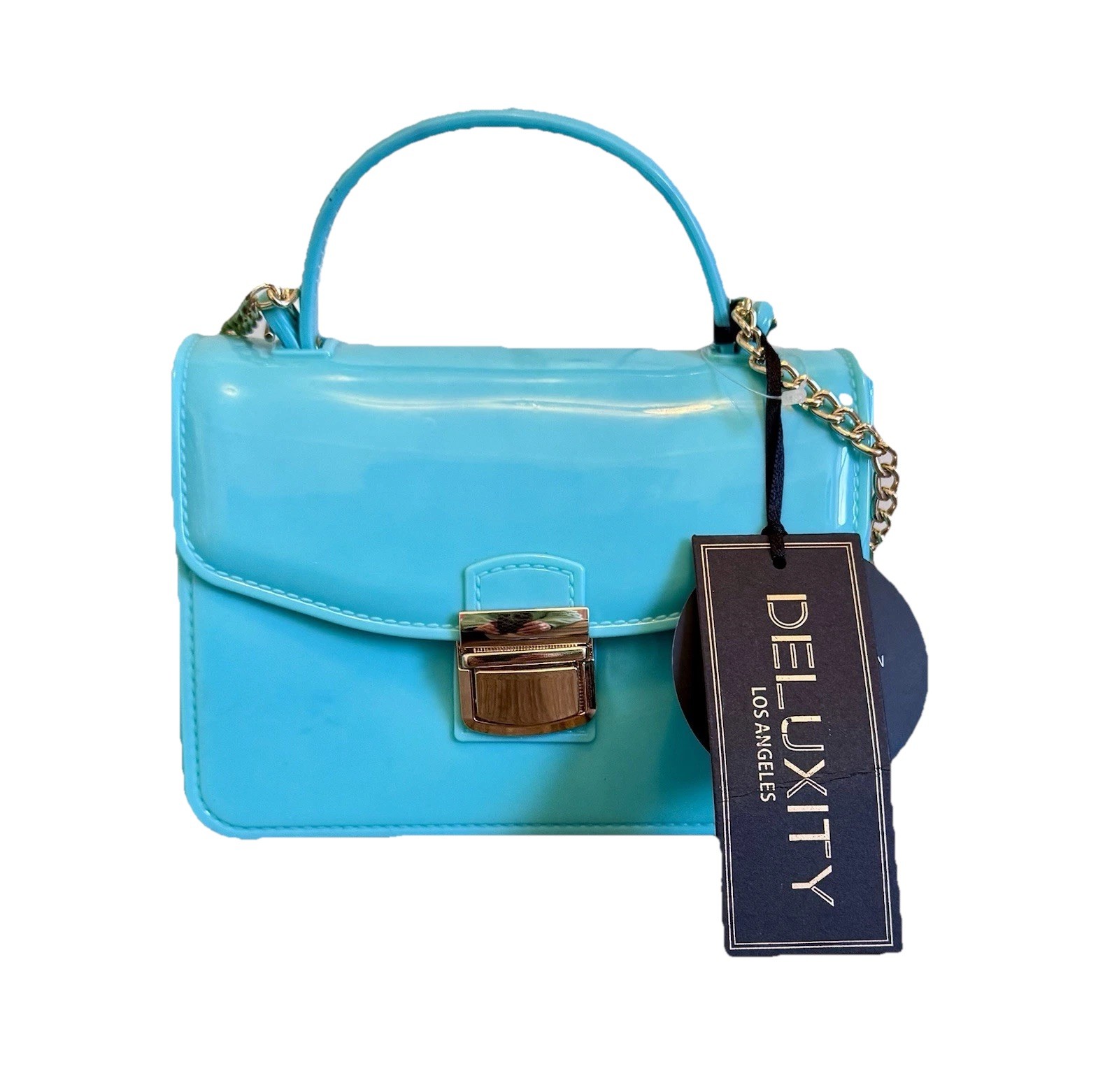 NWT Deluxity Los Angeles Mini Aqua Blue Jelly Bag Purse Handbag Crossbody