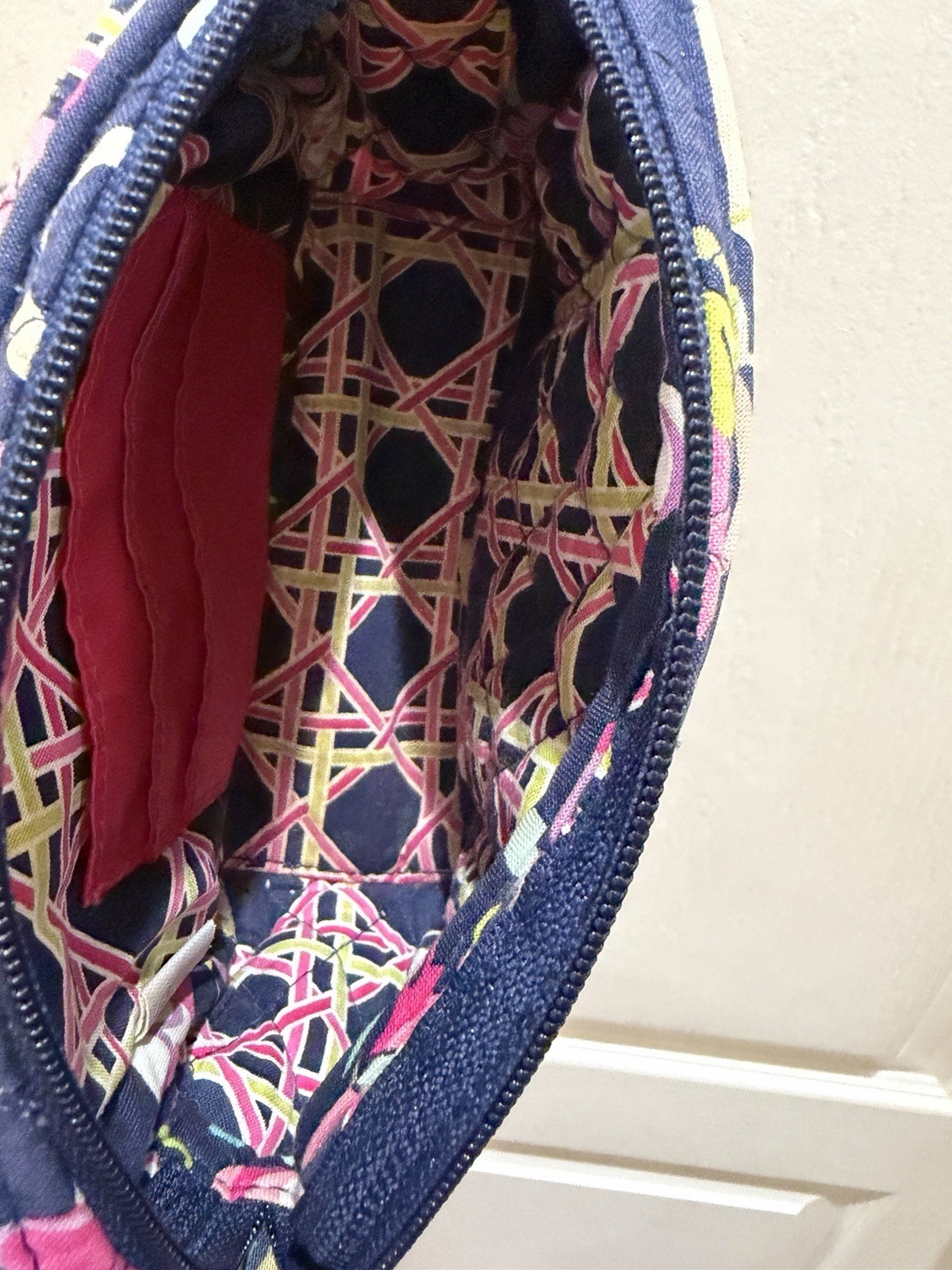 Quilted Vera Bradley Mini Chain Crossbody Bag Retired “Ribbons” Print