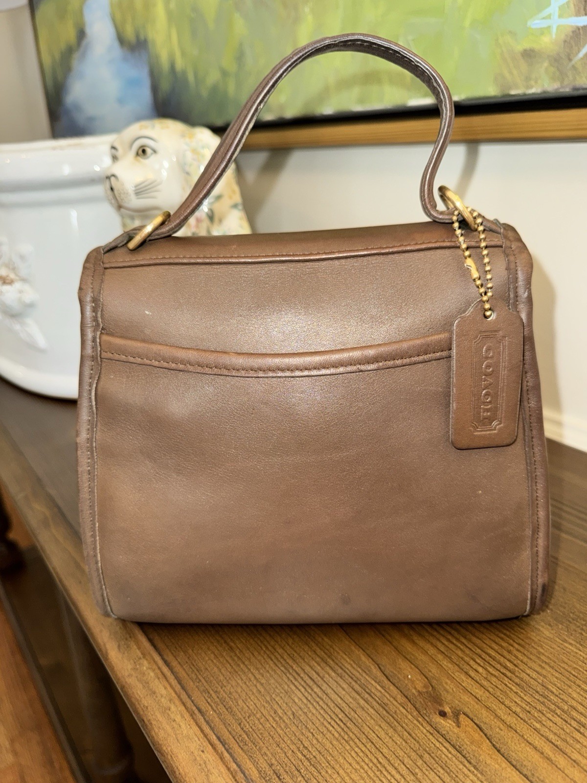 coach vintage leather bag top handle