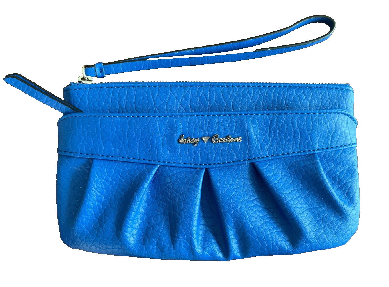 Vintage Juicy Couture Royal Blue Faux Leather Clutch Wallet Purse Lrg Wristlet