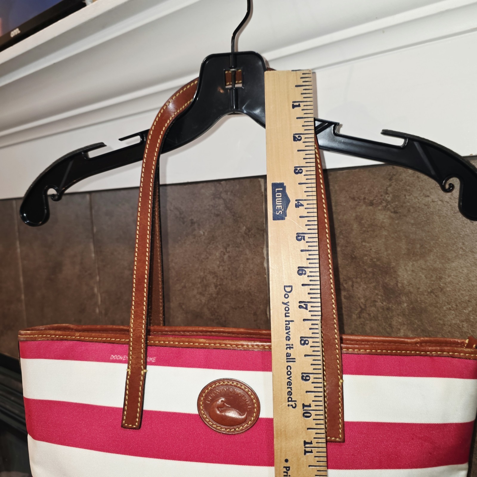 Dooney & Bourke Charleston Pink White Stripes Logo Zipper Top Shoulder Bag Purse
