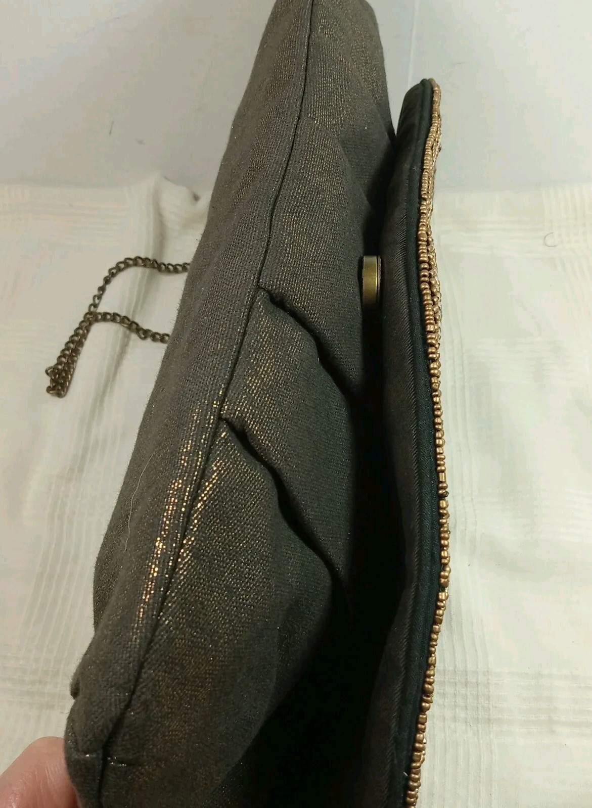 CHICOS PURSE BEADED SEQUINS Clutch GOLD CHAIN STRAP