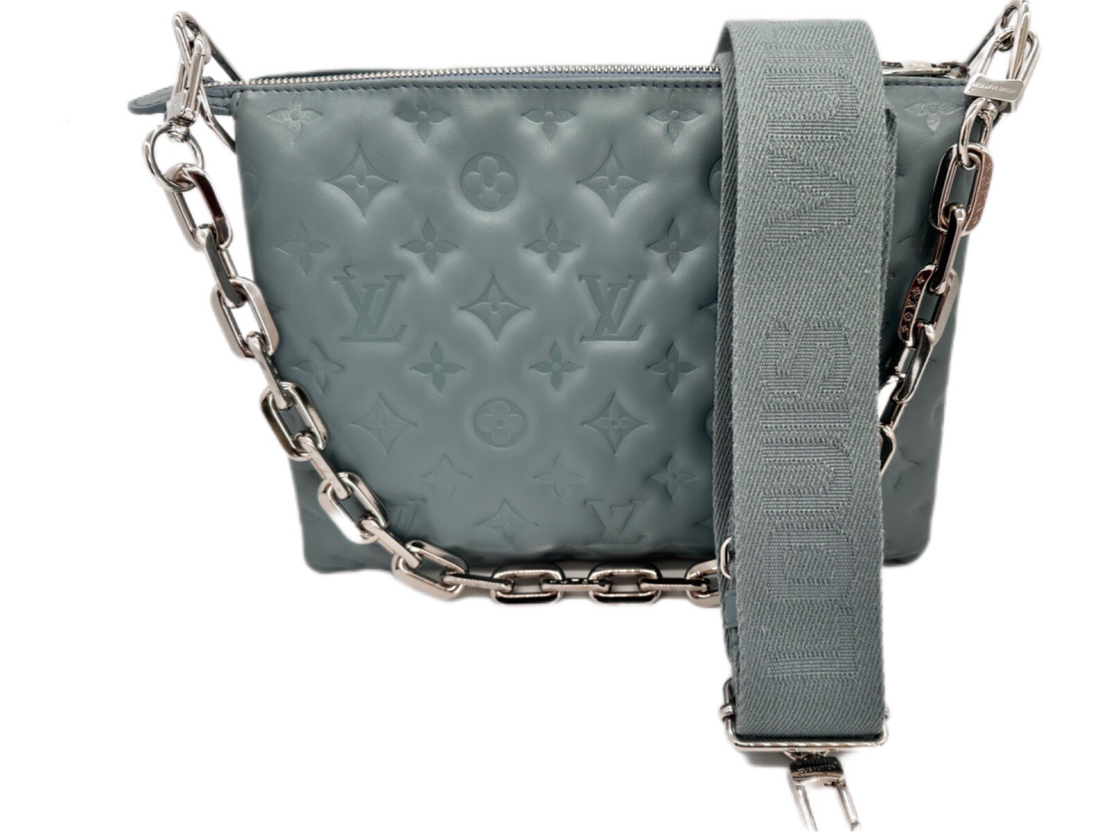 Louis Vuitton Bag Coussin Leather Fullset Hardware Silver Shoulder Clutch