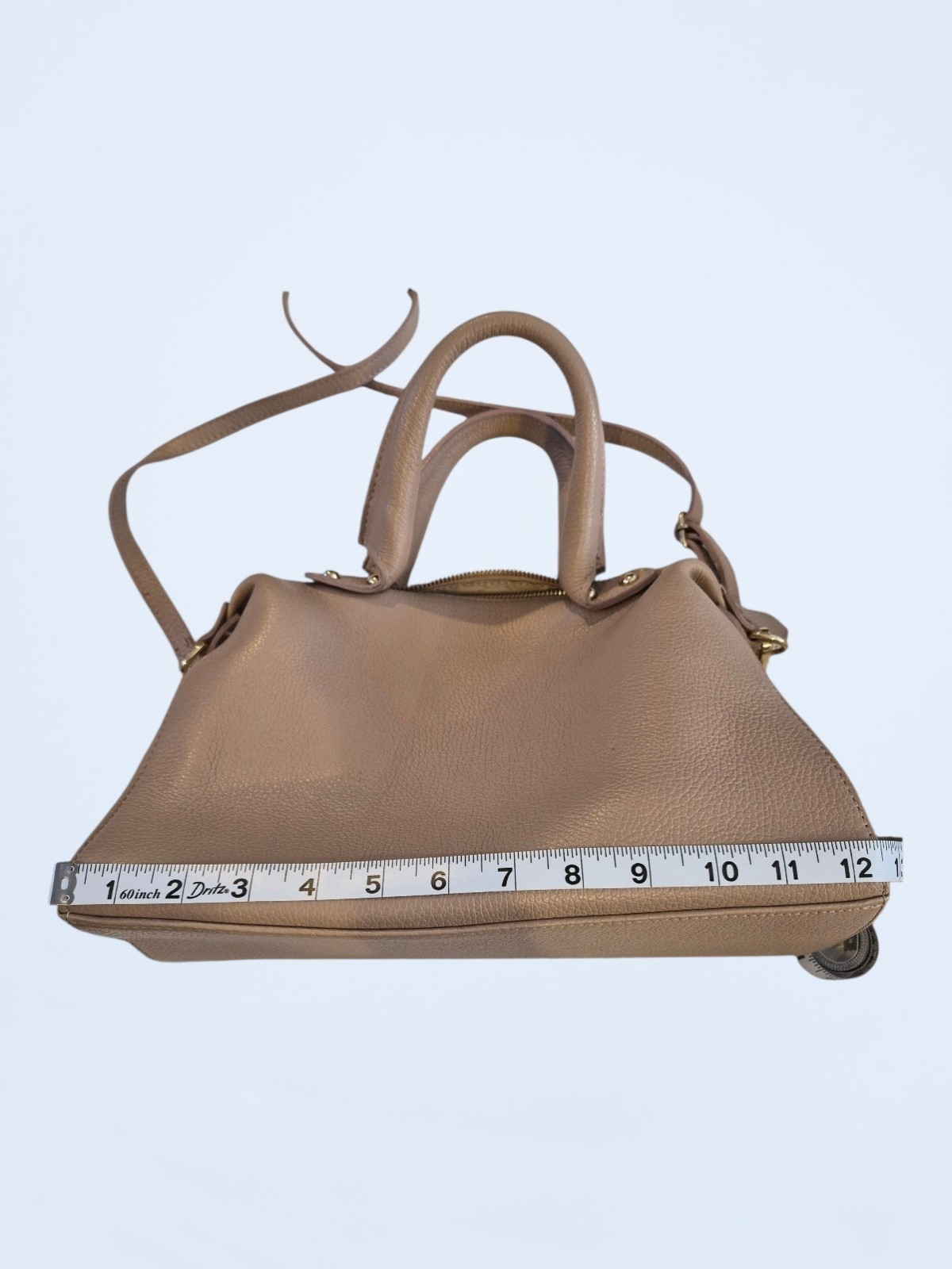 Vera Pelle Soft Tan Pebbled Leather Shoulder Bag
