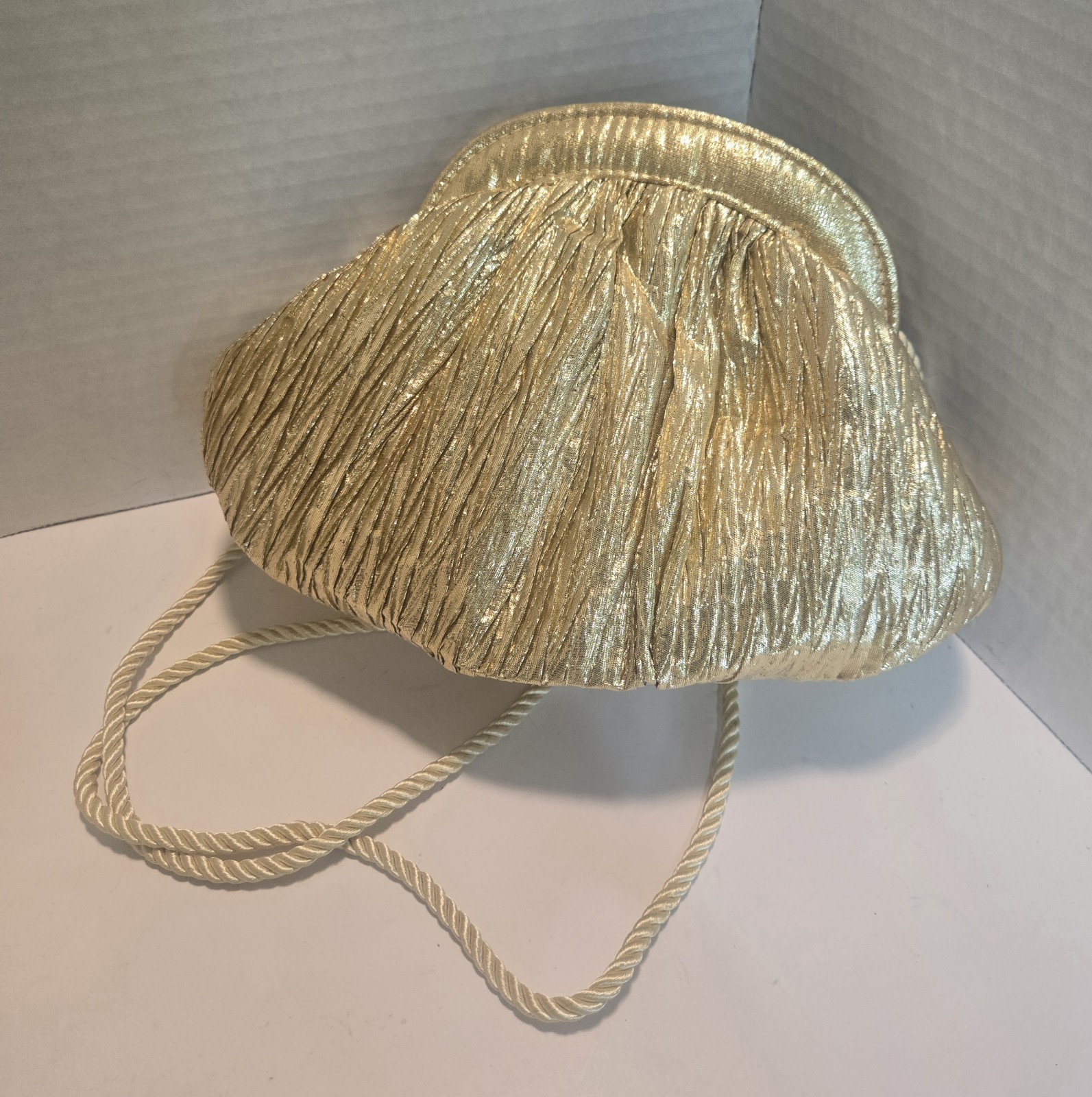Vanessa Paris-New York-London Gold Crossbody Small Purse With Twisted Cord…