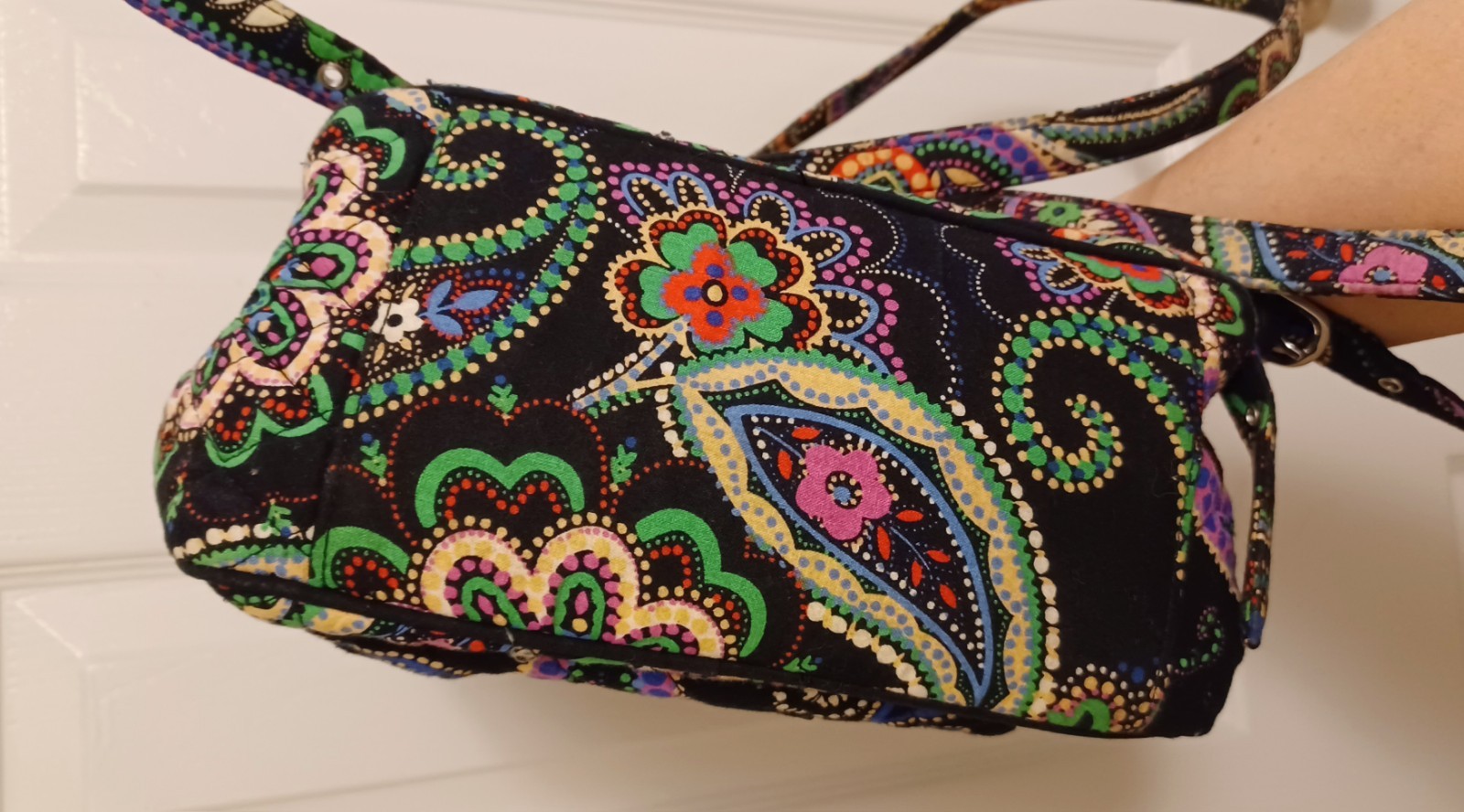 Vera Bradley Small Backpack Kiev Paisley Colorful Paisley on Black 12x9x5 Inches
