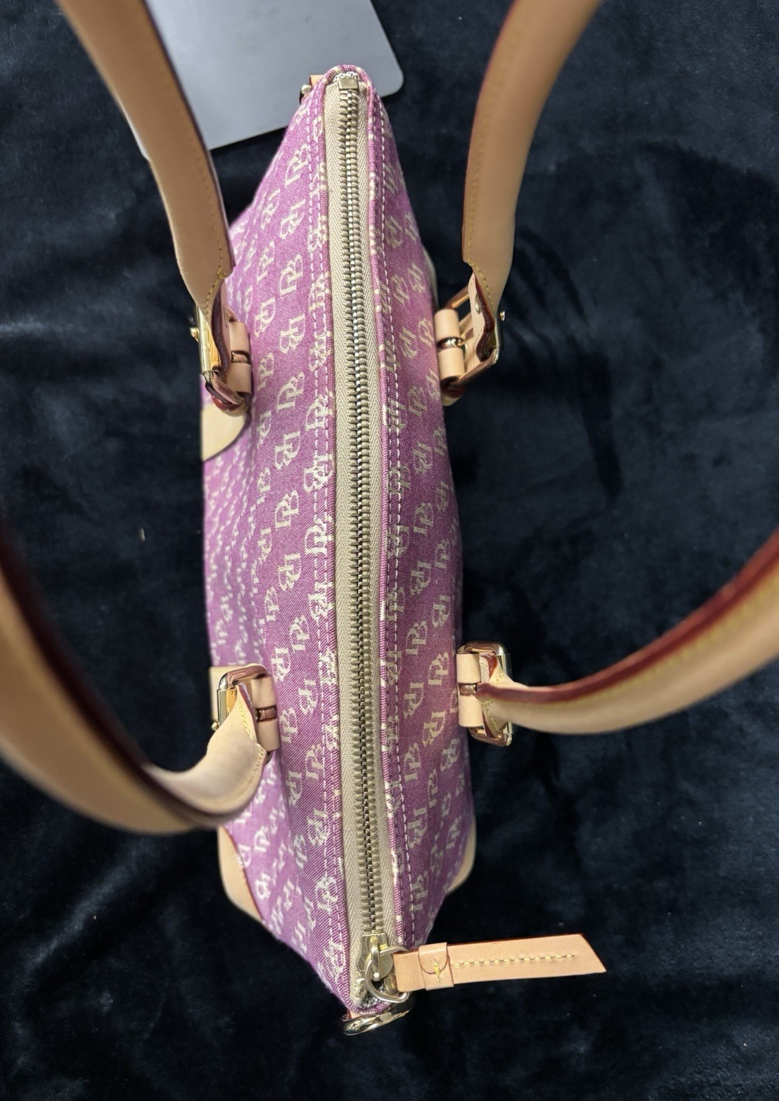 Dooney & Bourke Dollie Satchel Pink DB Monogram CanvasLeather Shoulder Bag