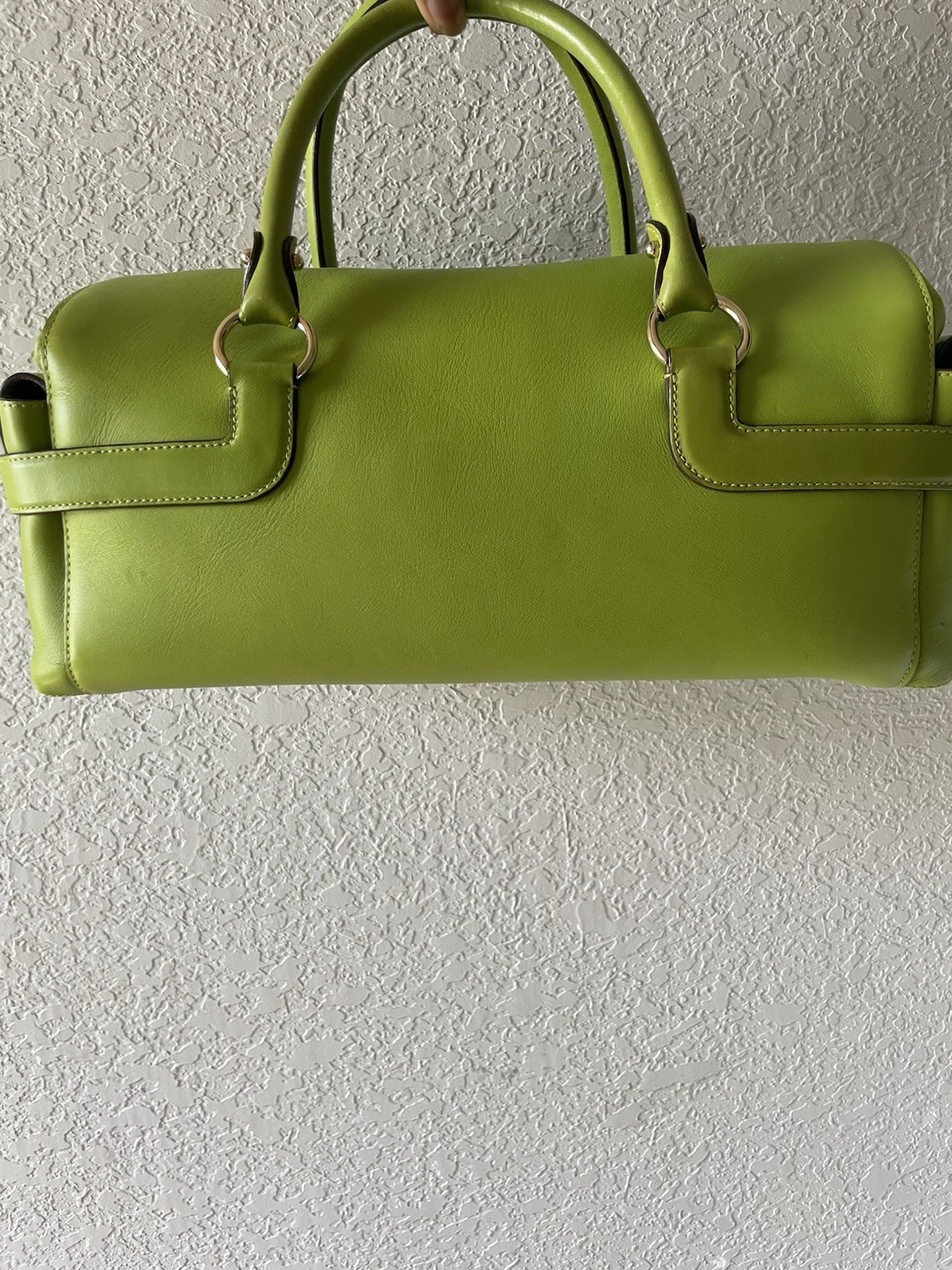 Salvatore Ferragamo Gancini Leather Handbag Green Authentic