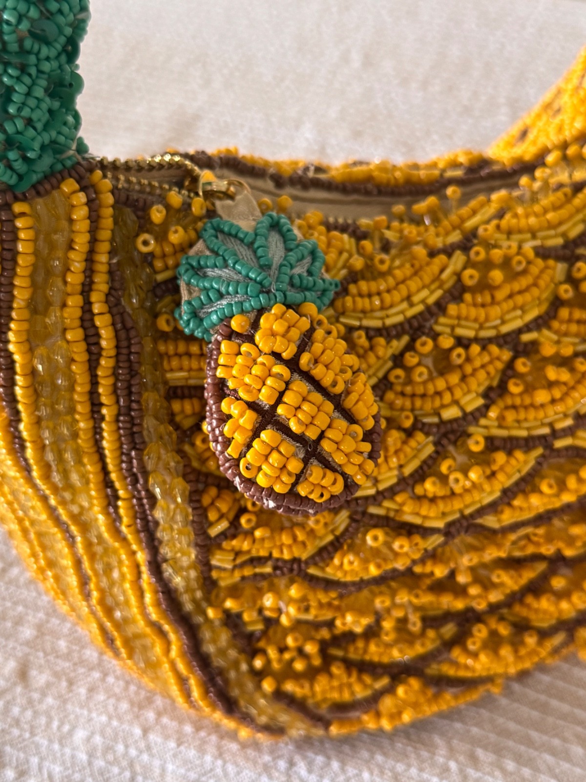 Handmade Beaded Pineapple Shoulder Bag Tropical Handcrafted India New Tags