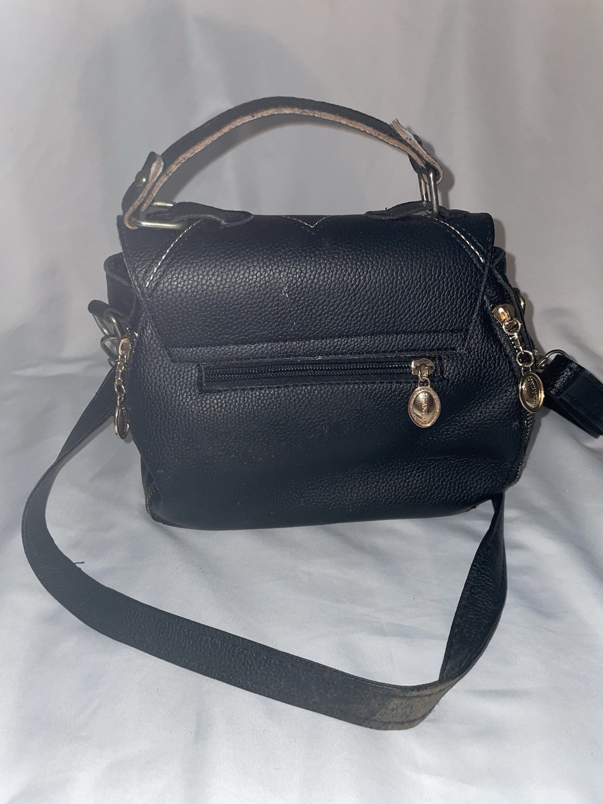 Women’s Small Solid Satchel Top Handle Crossbody Flap Closure Gold Hardware