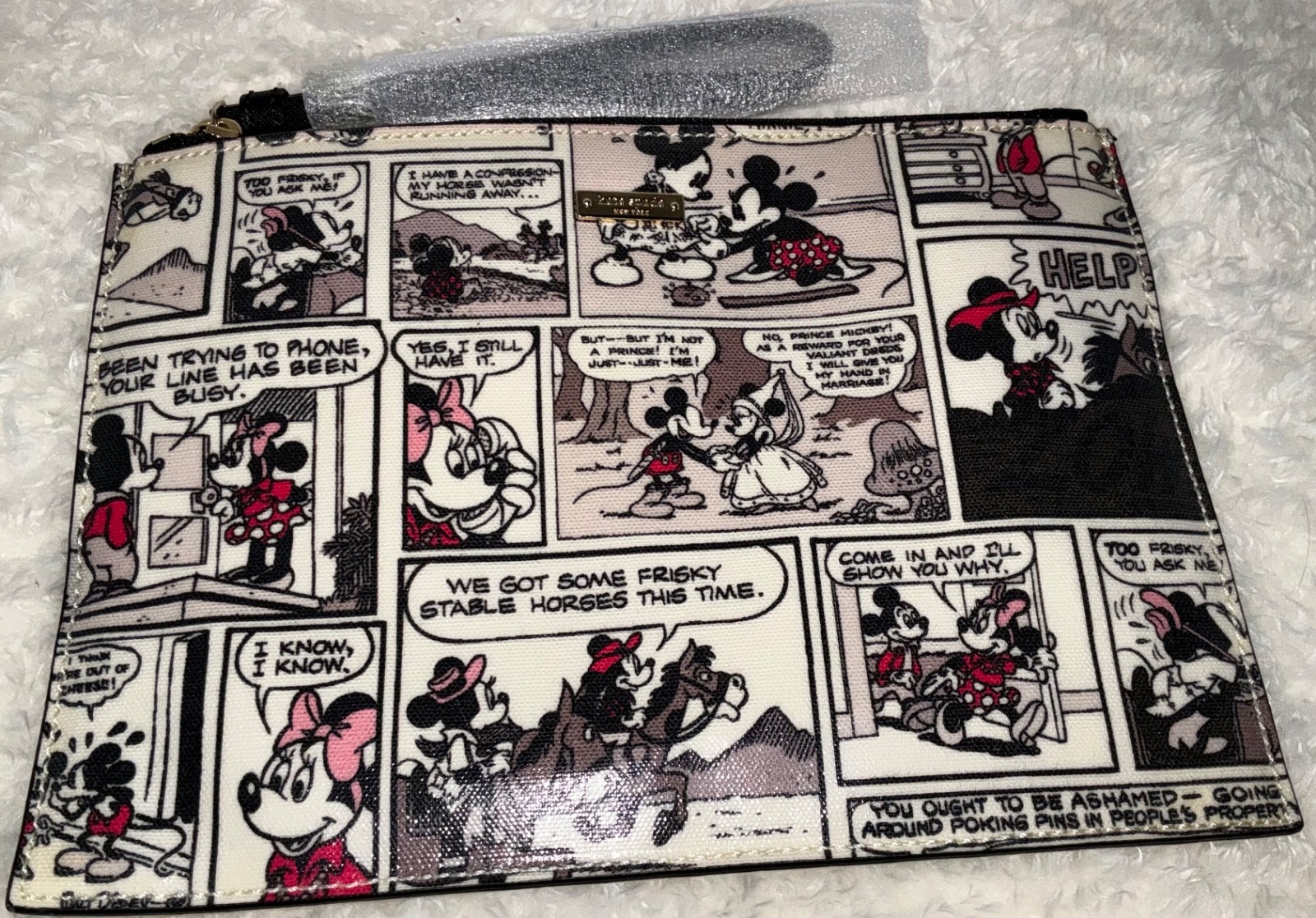 Kate Spade Disney Minnie Mickey Mouse Comic Strip Wristlet Bag Purse – NEW