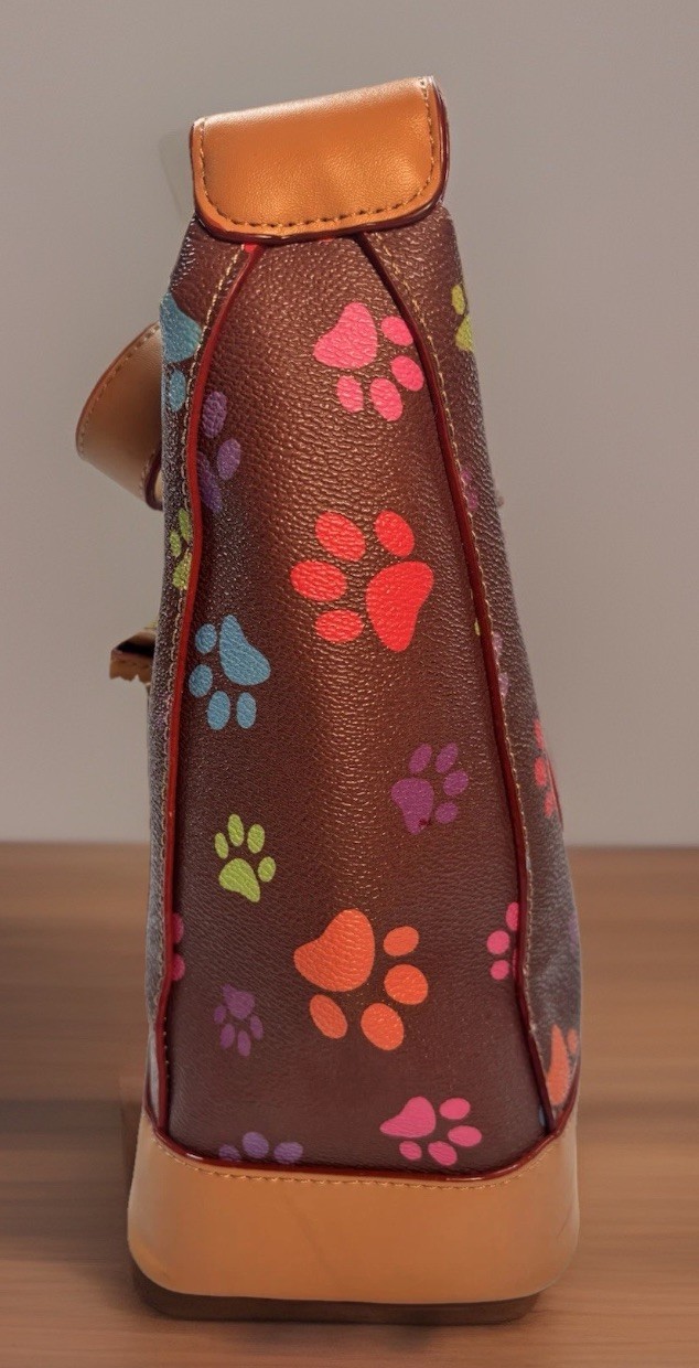Brown Paw Print Animal Rescue Site Faux Leather Handbag Flaws & Trifold Wallet