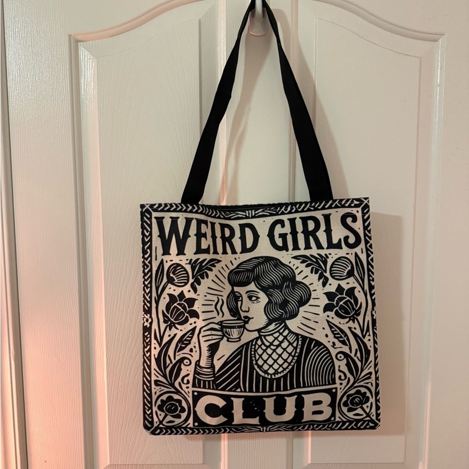 Weird Girls Club Black and White Tote Bag