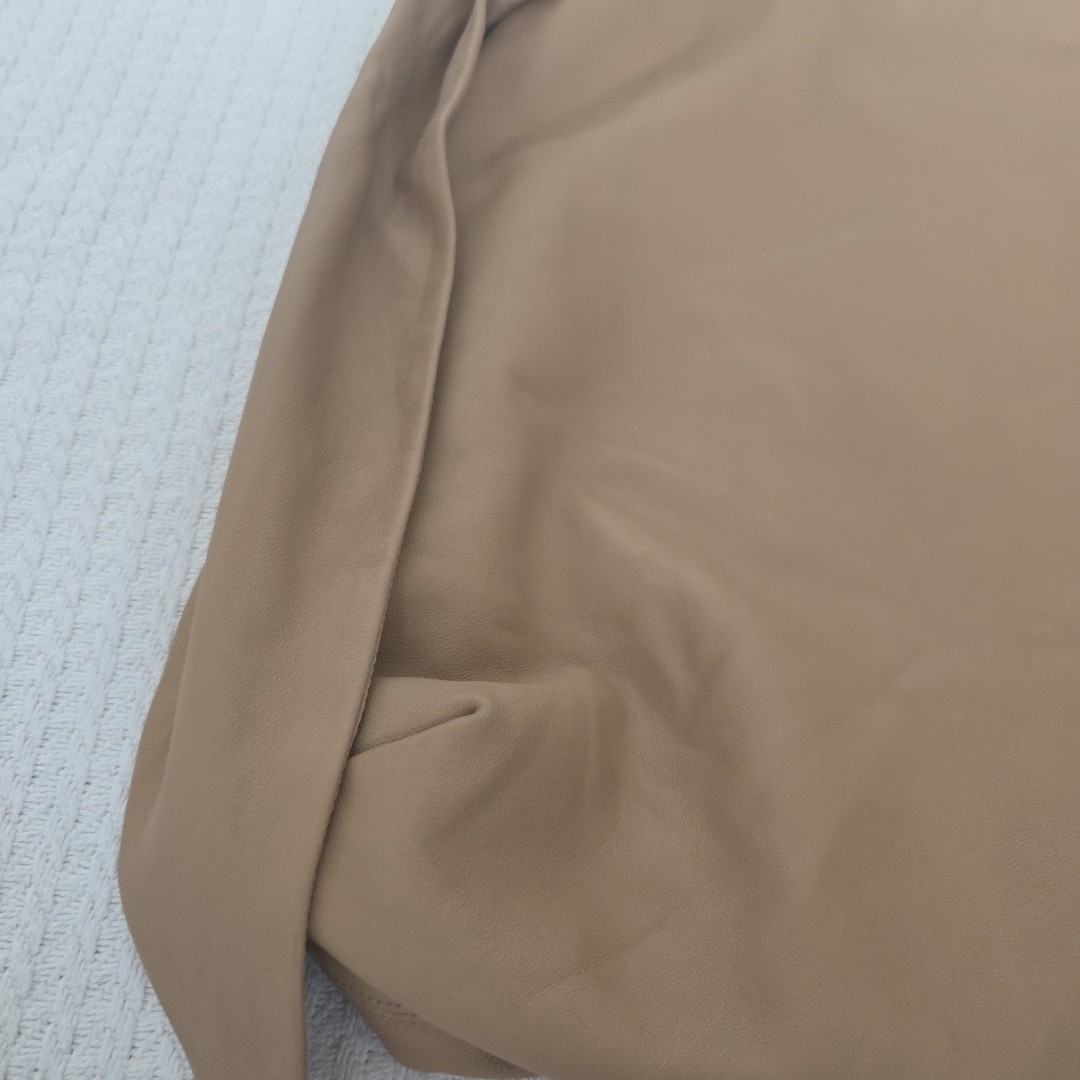 Vince. Leather Tan Lambskin Oversized Open Top Hobo Bag With Horn Buckle