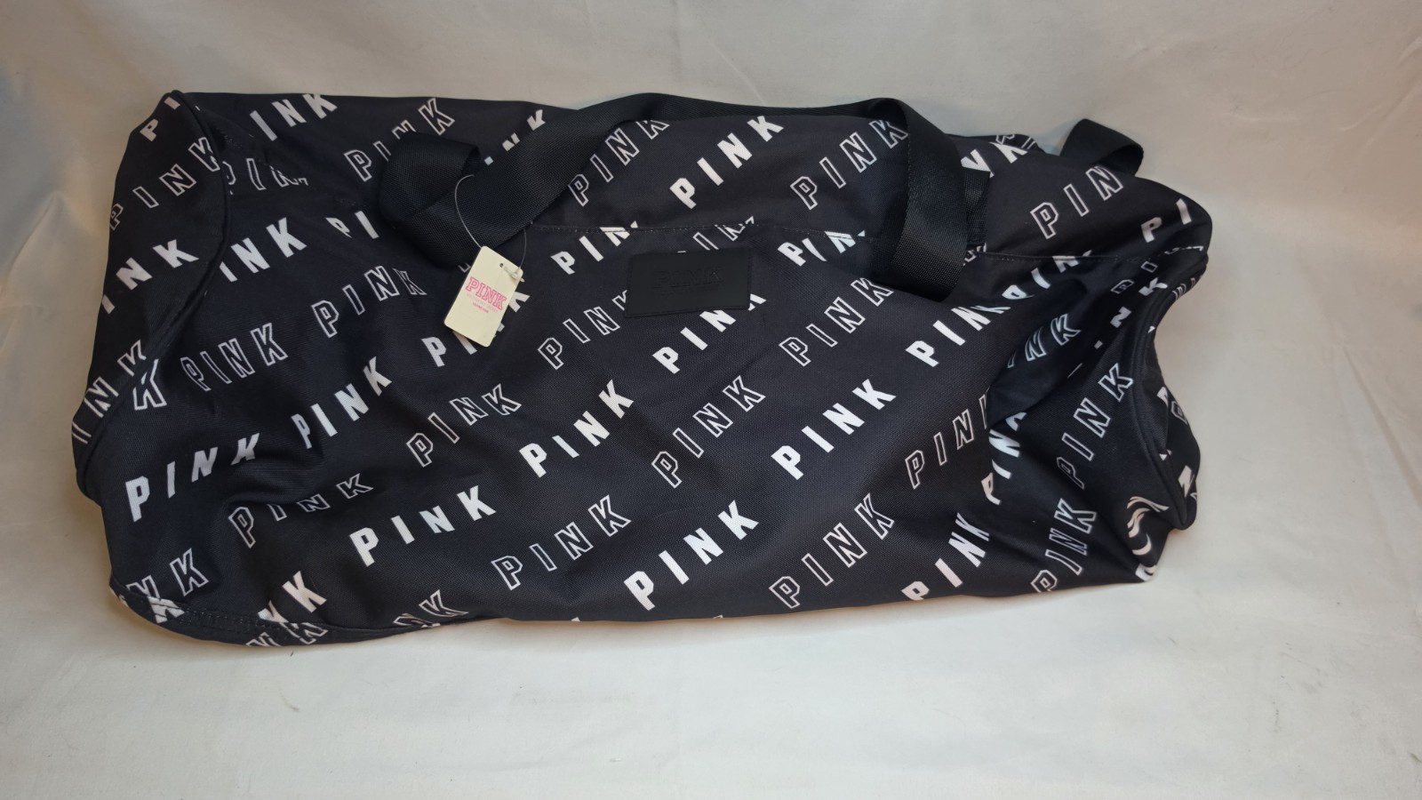 Victoria’s Secret PINK Black & White Logo Duffle Travel Bag New With Tags