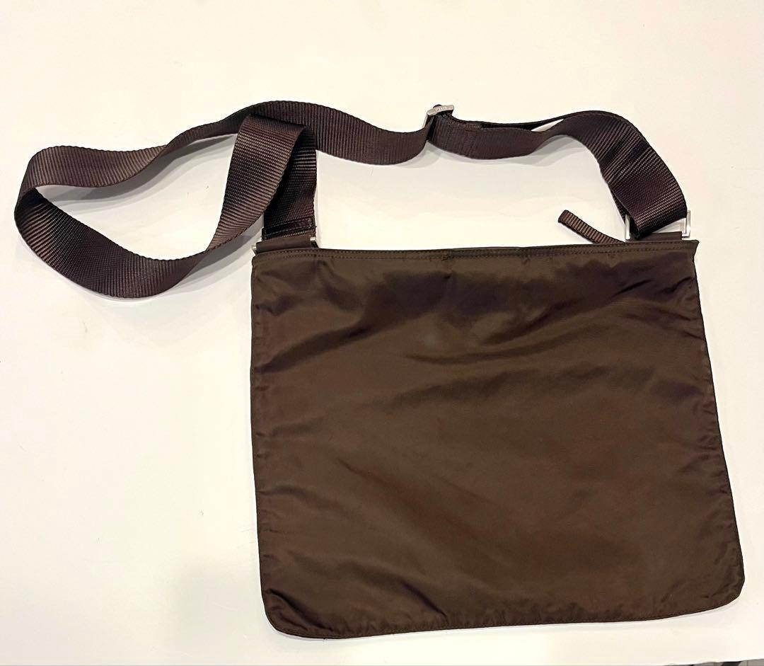 PRADA Nylon Crossbody Shoulder Body Bag Pouch Brown Strap 120cm Woman Accessorie