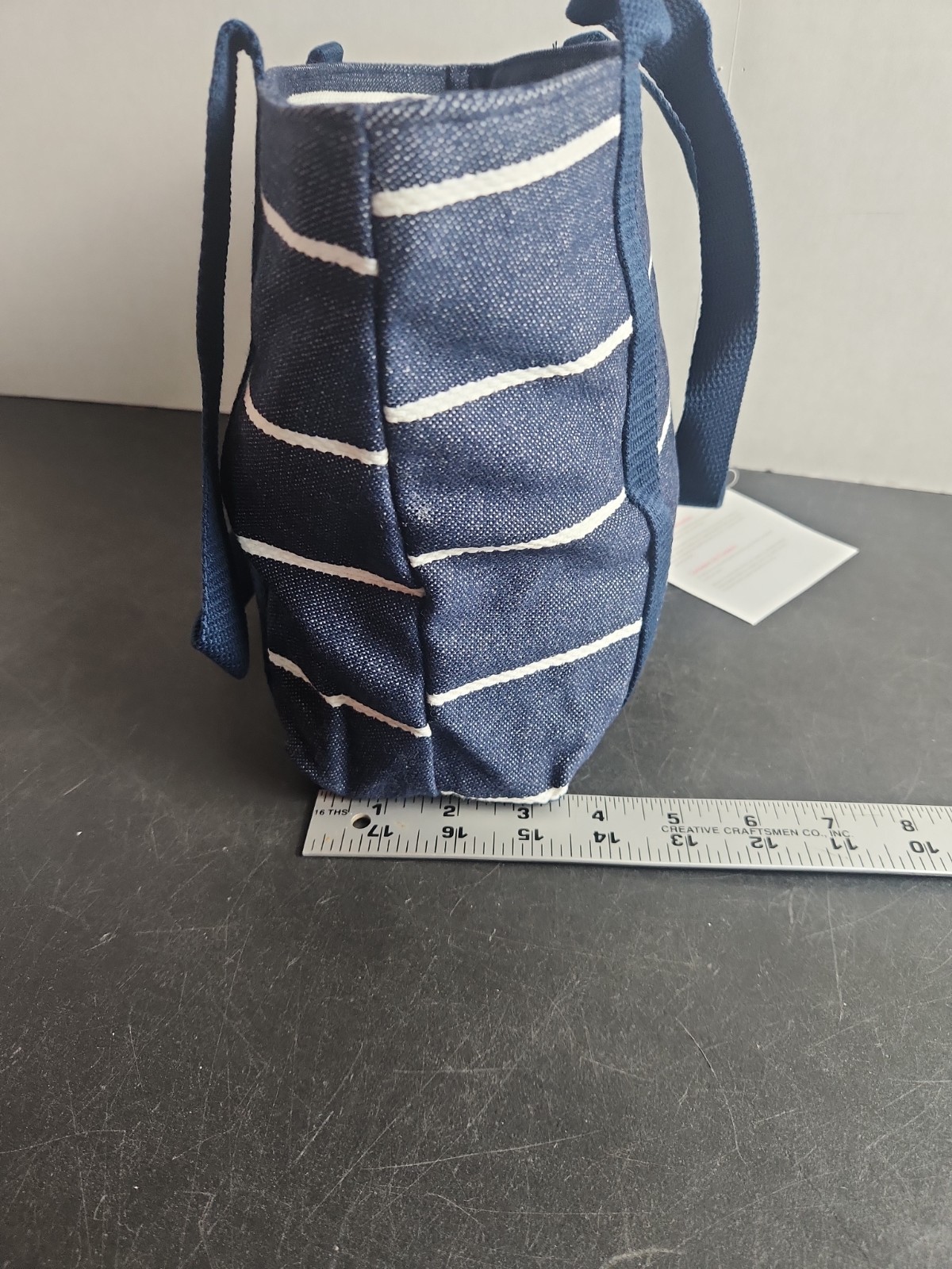 Thirty One Classic Day Bag in Navy Wide Stripe