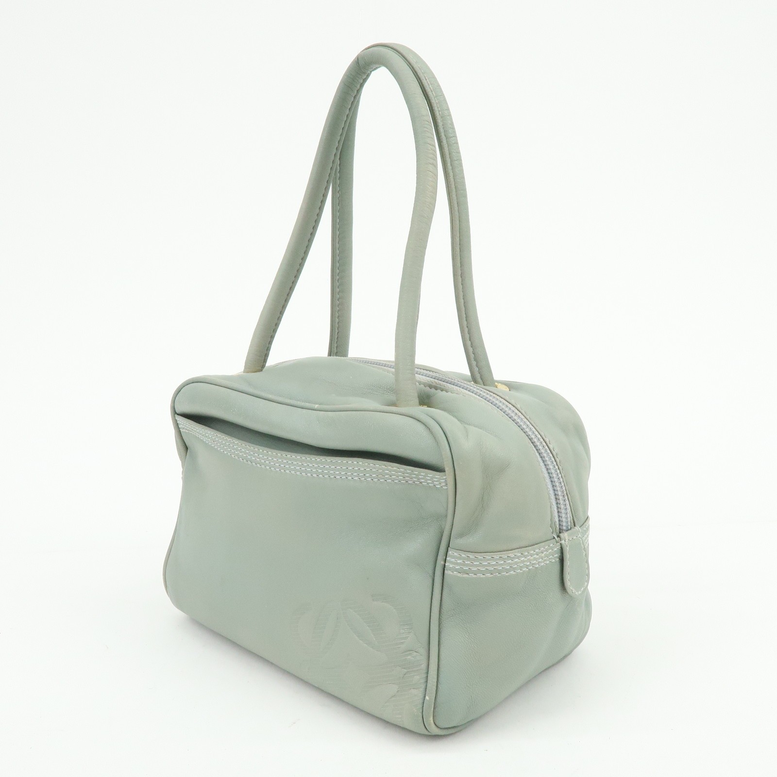 LOEWE Anagram Nappa Leather Mini Hand Bag Blue Authentic Used F/S
